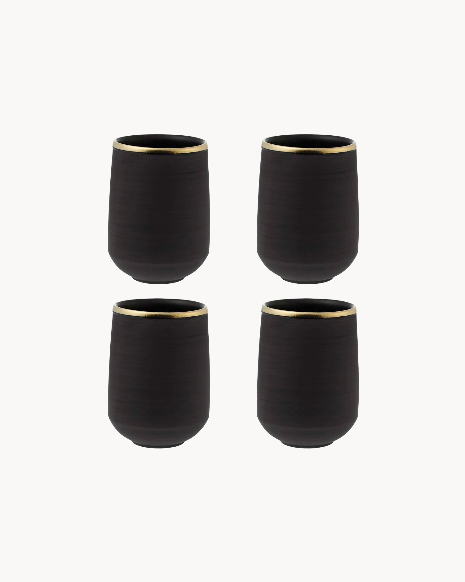 Set 4 bicchieri in terracotta nera con bordo oro Eclipse