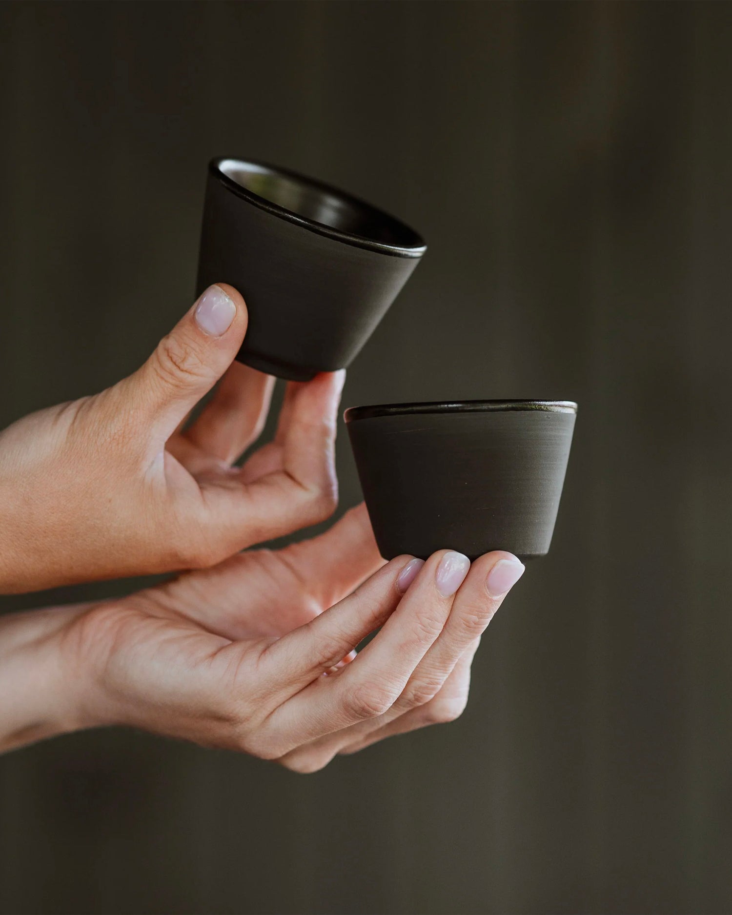 Set 4 tazzine in terracotta nera Eclipse