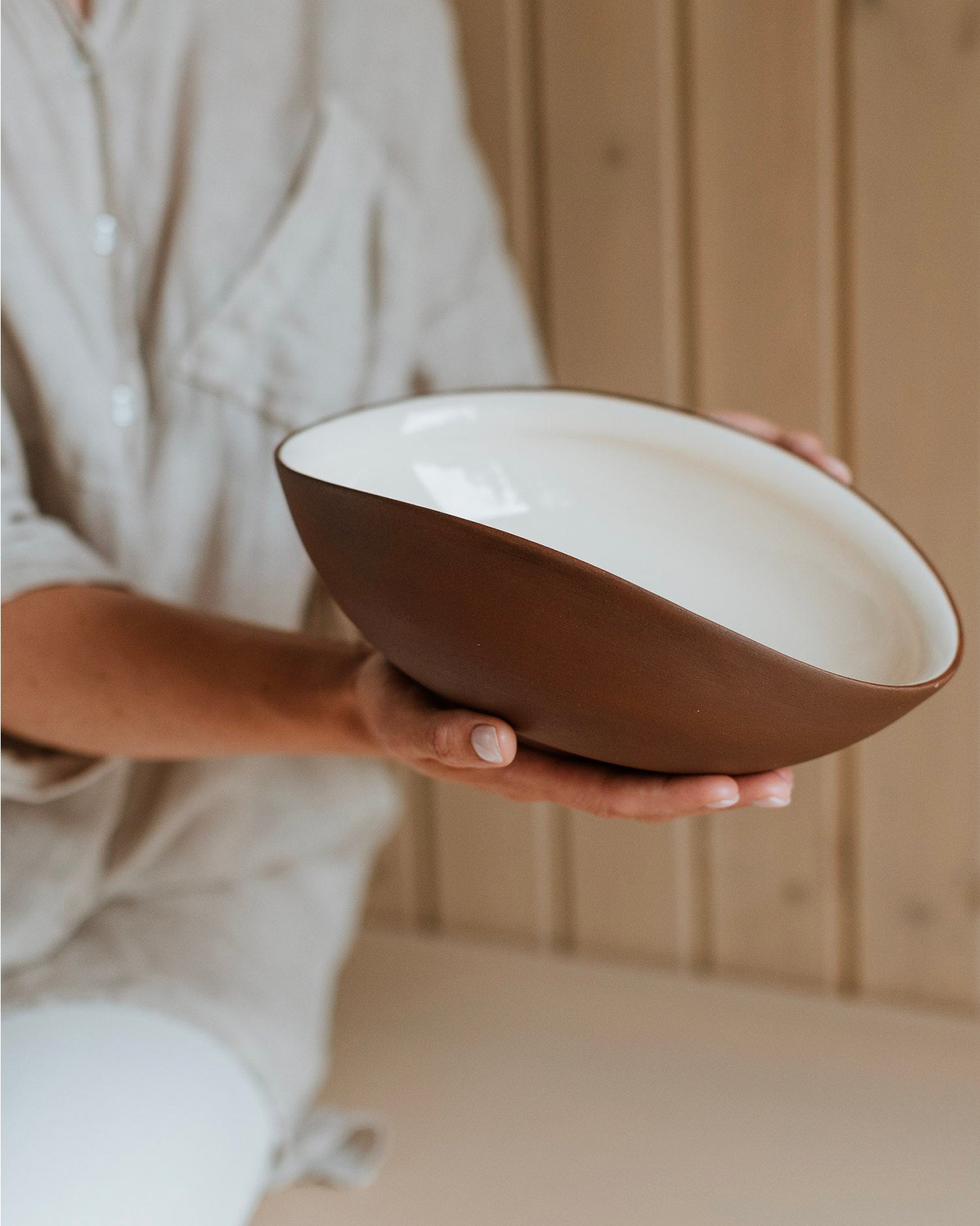 Set 2 bowl curve in terracotta Earth Raw