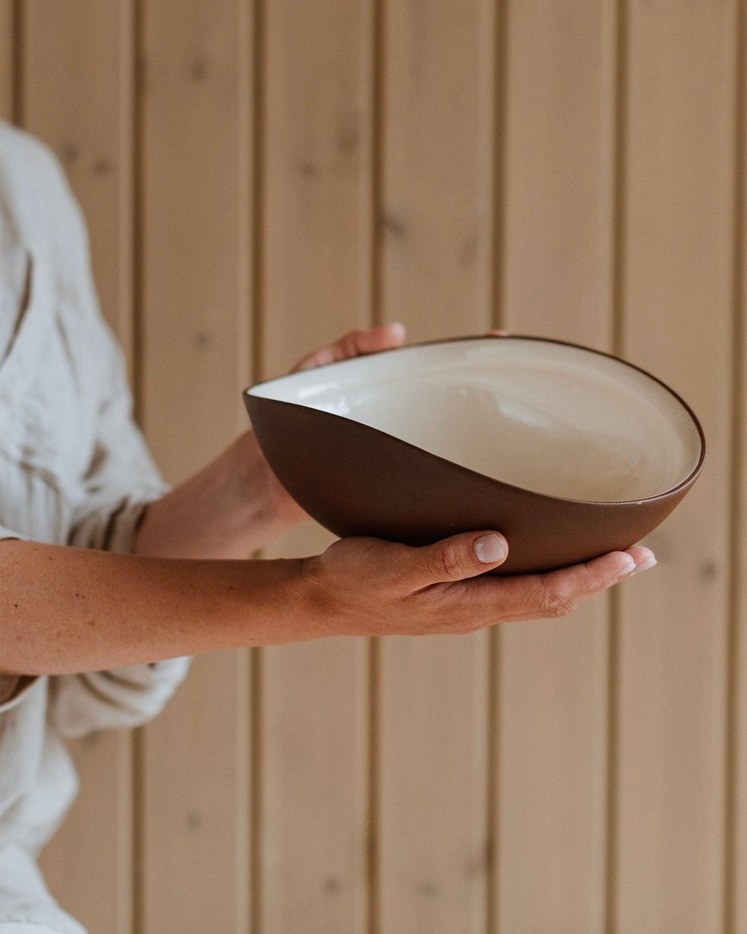 Set 2 bowl curve in terracotta Earth Raw