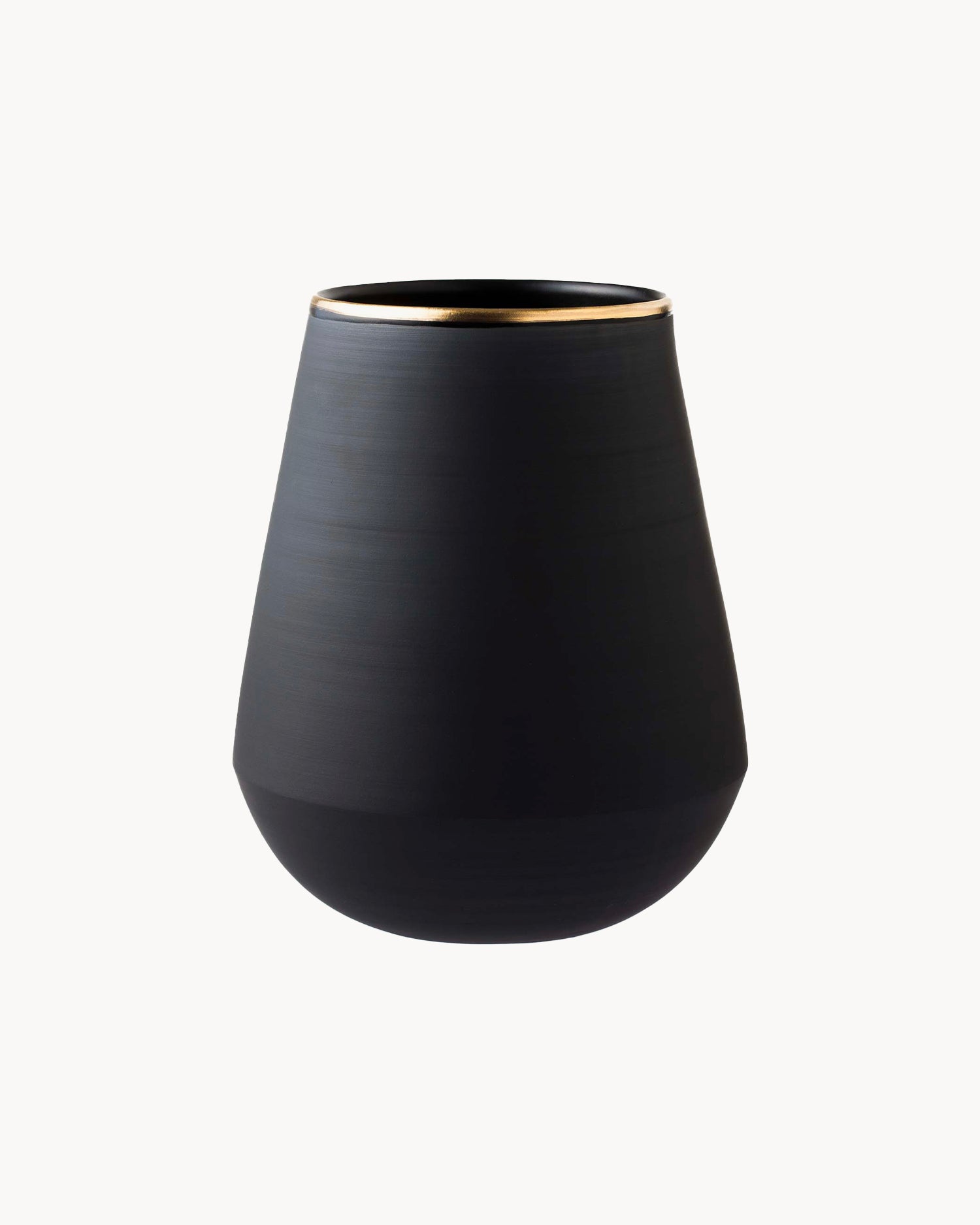 Vaso in terracotta nera con bordo oro Eclipse