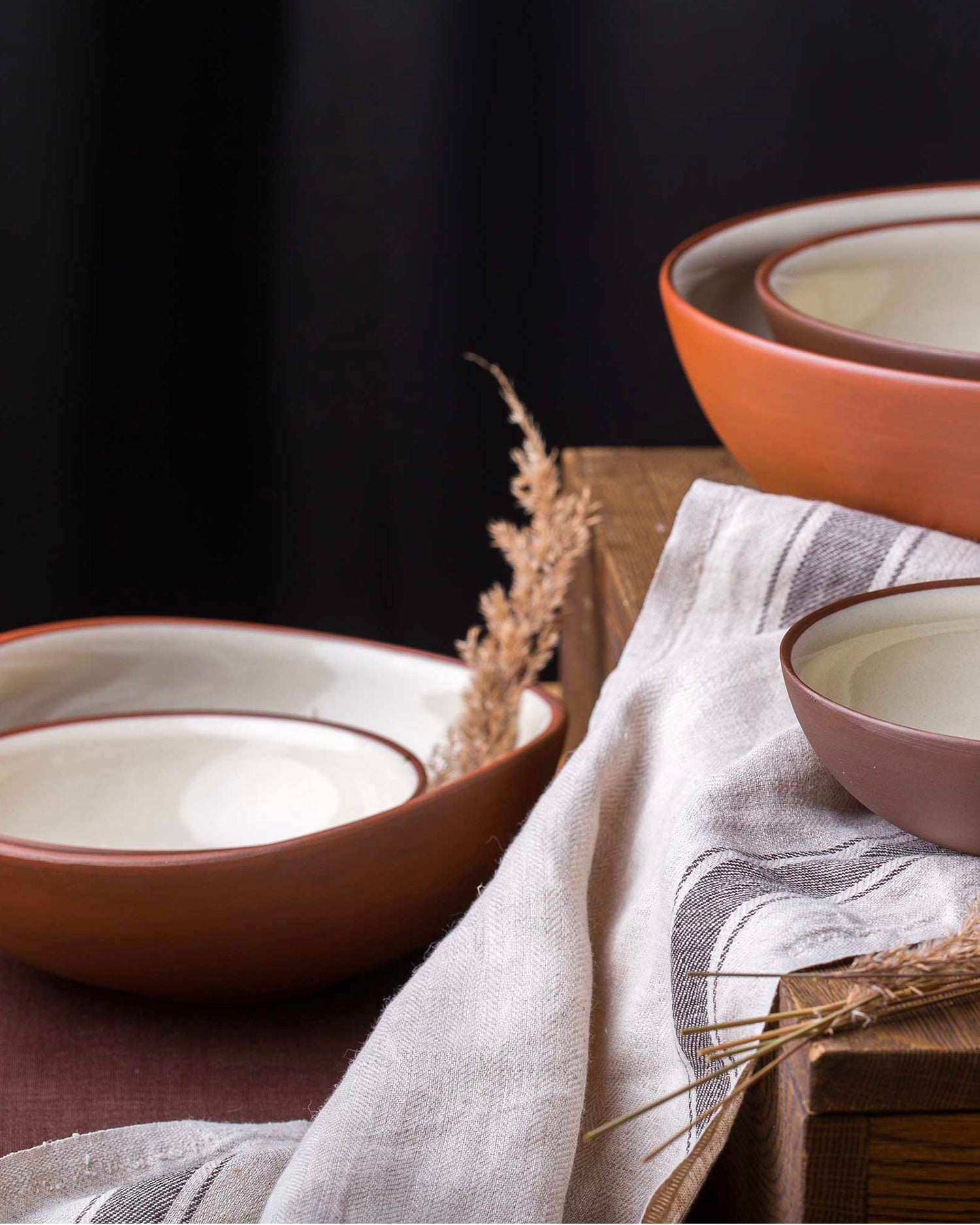 Set 2 bowl curve in terracotta Earth Raw