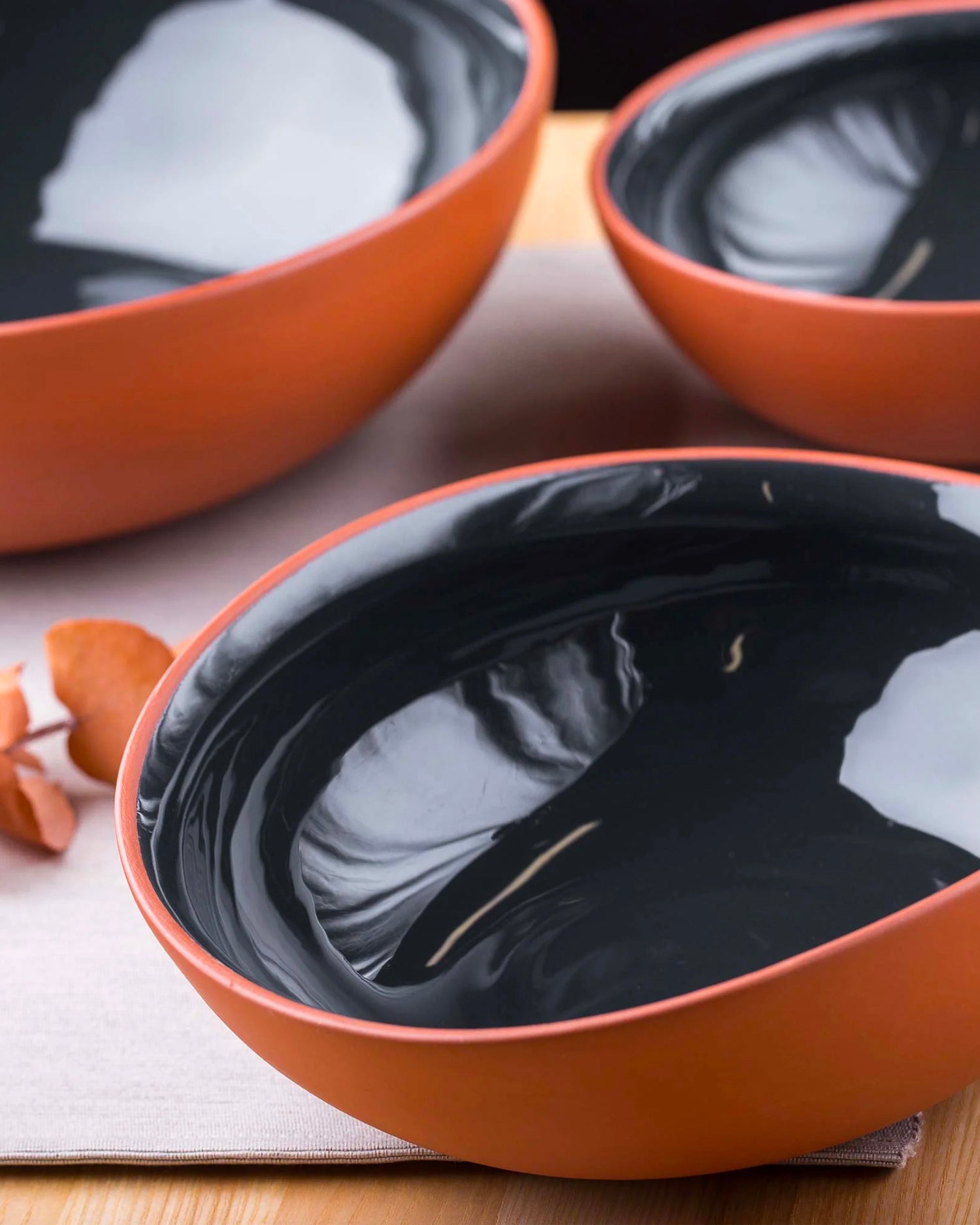 Set 2 bowl curve in terracotta Earth, grigio