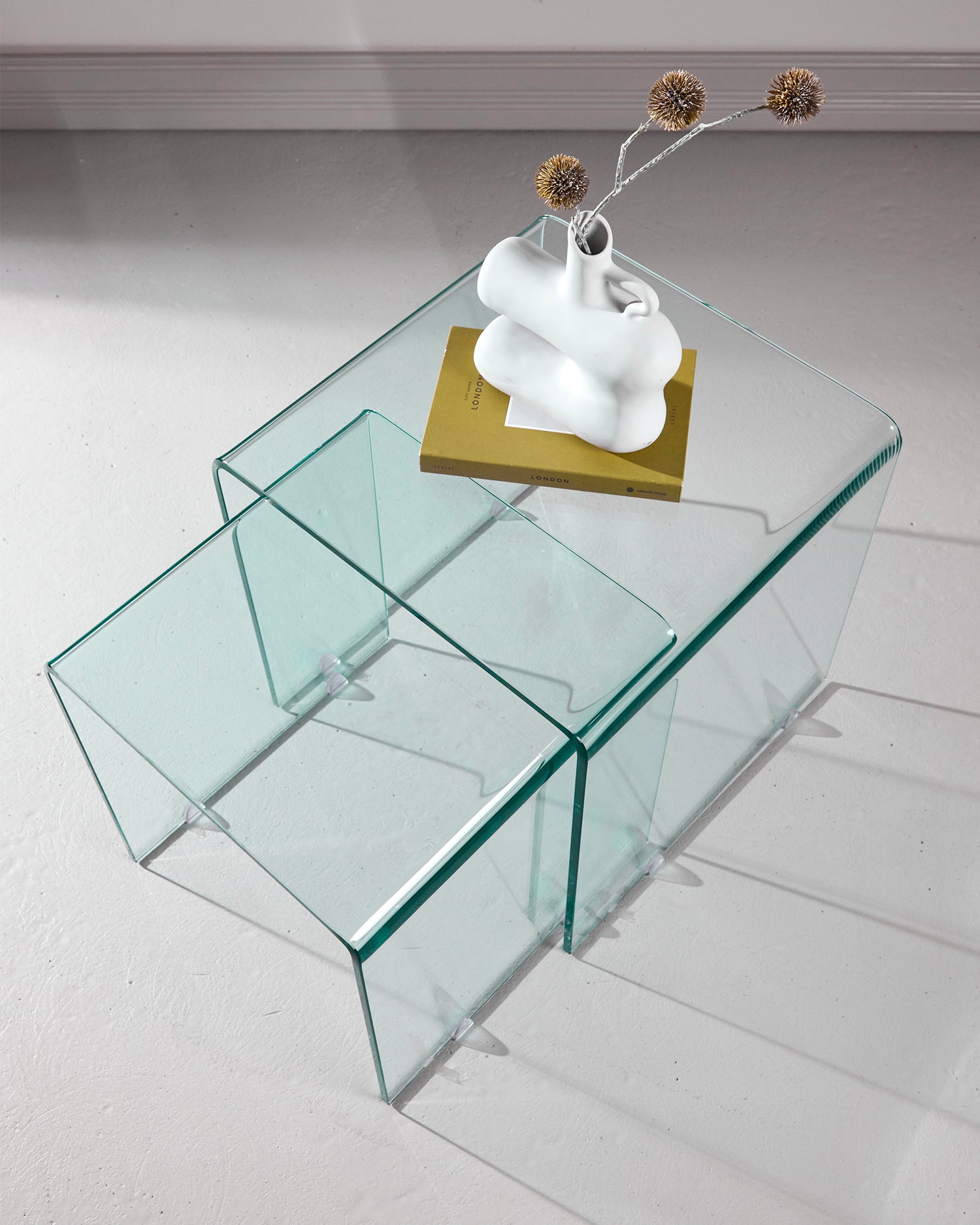 Set 2 tavolini in vetro Telem