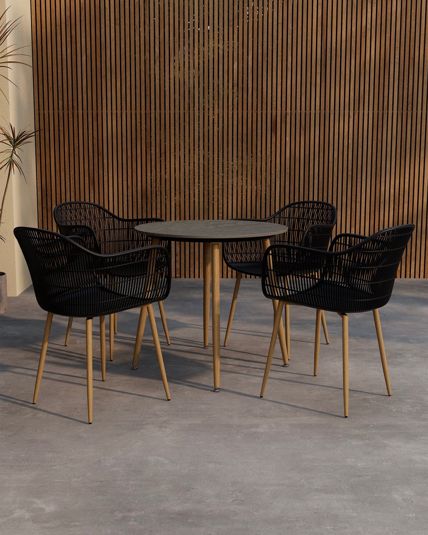 Set 4 sedie e tavolo con top in ceramica da esterno Anafi