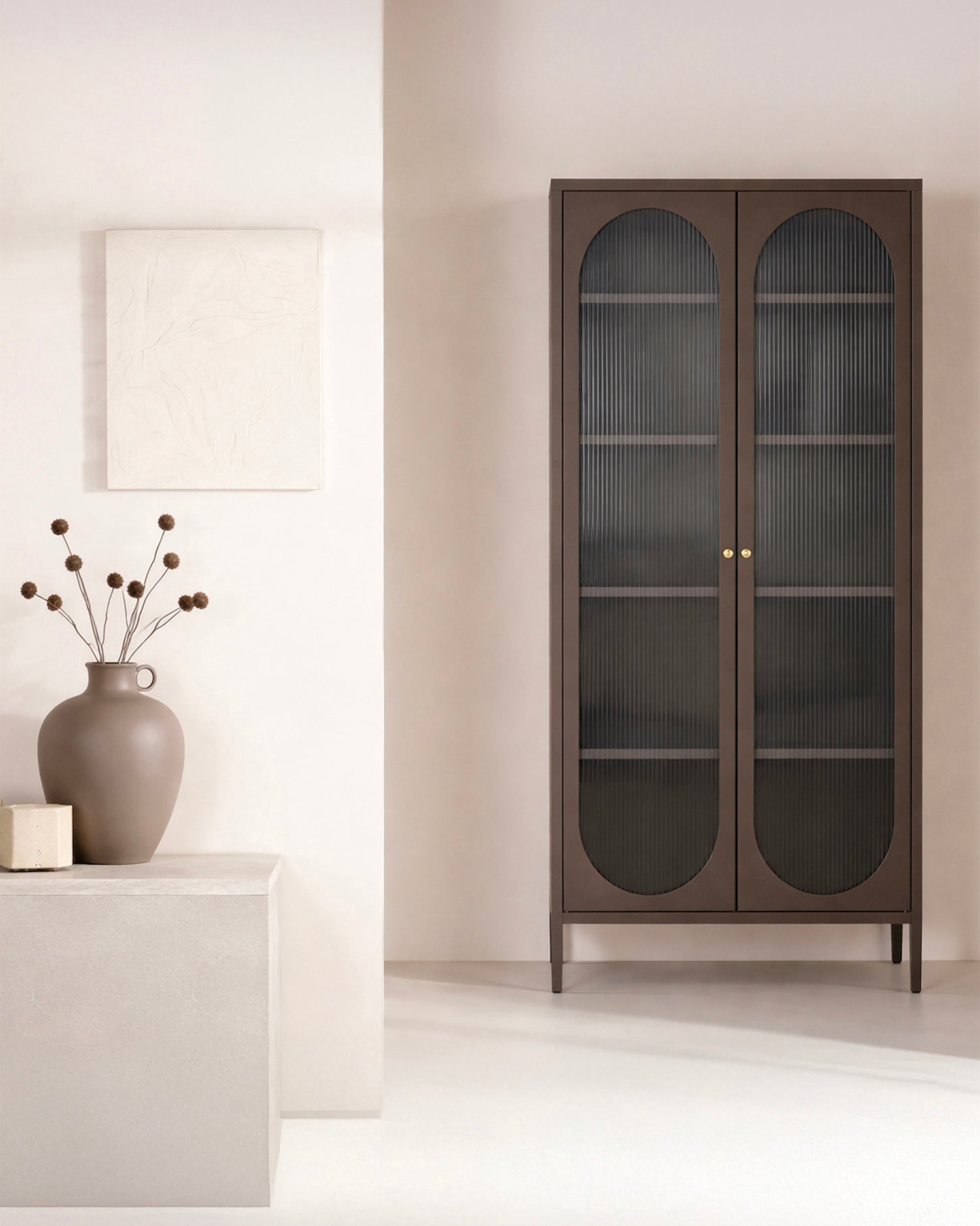 Vetrina in acciaio e vetro ondulato Lima