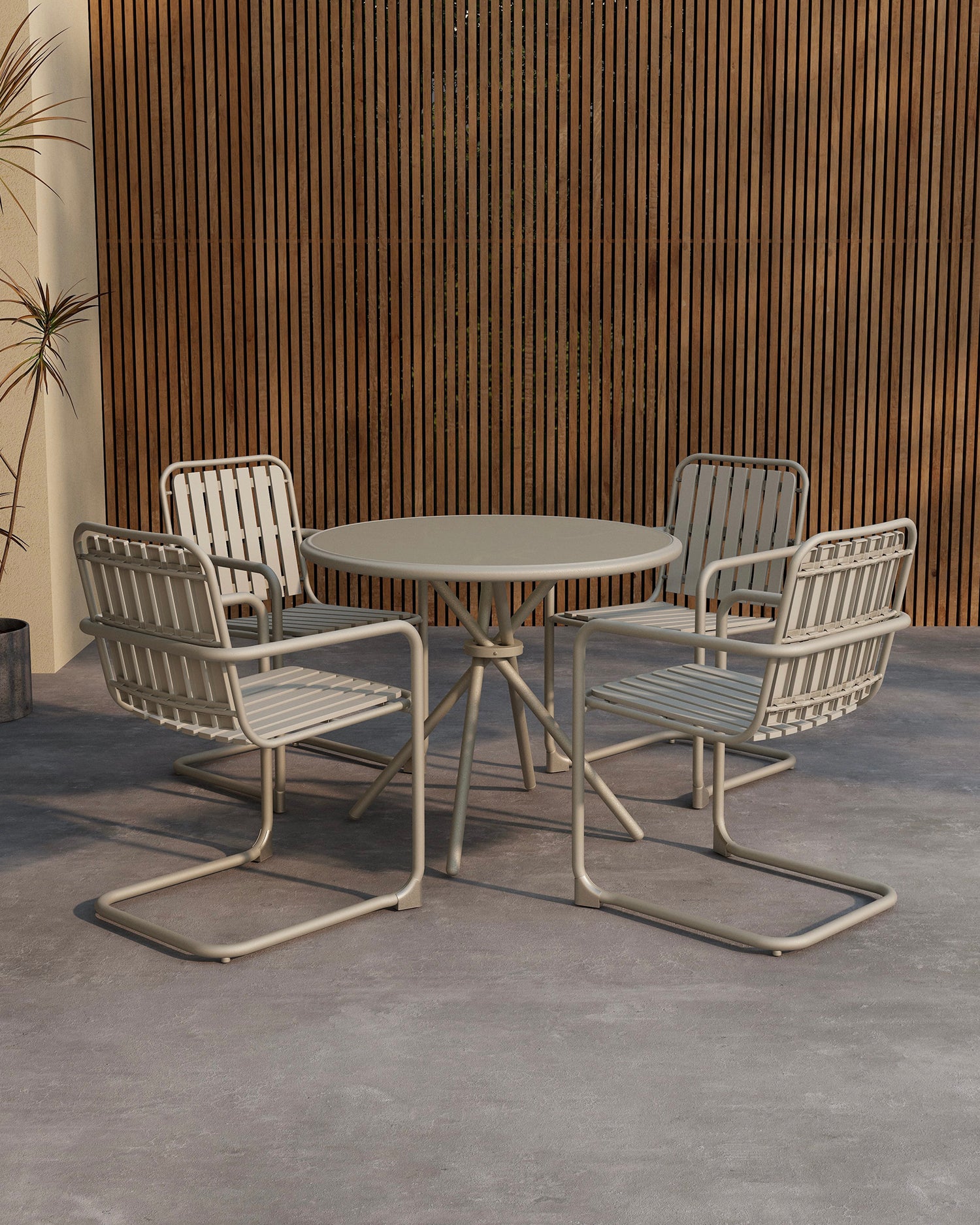 Set 4 sedie e tavolo con top in vetro da esterno Chios