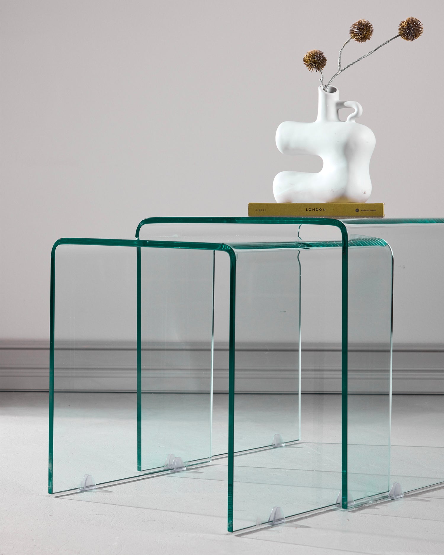 Set 2 tavolini in vetro Telem