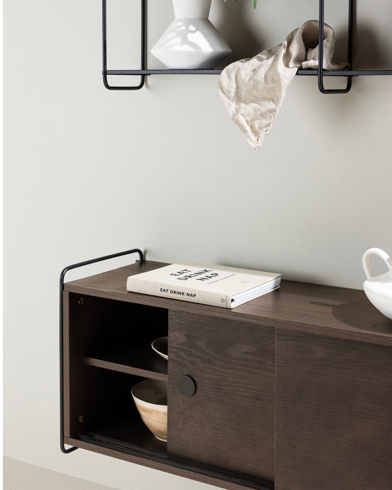 Credenza da parete in legno e acciaio Paris