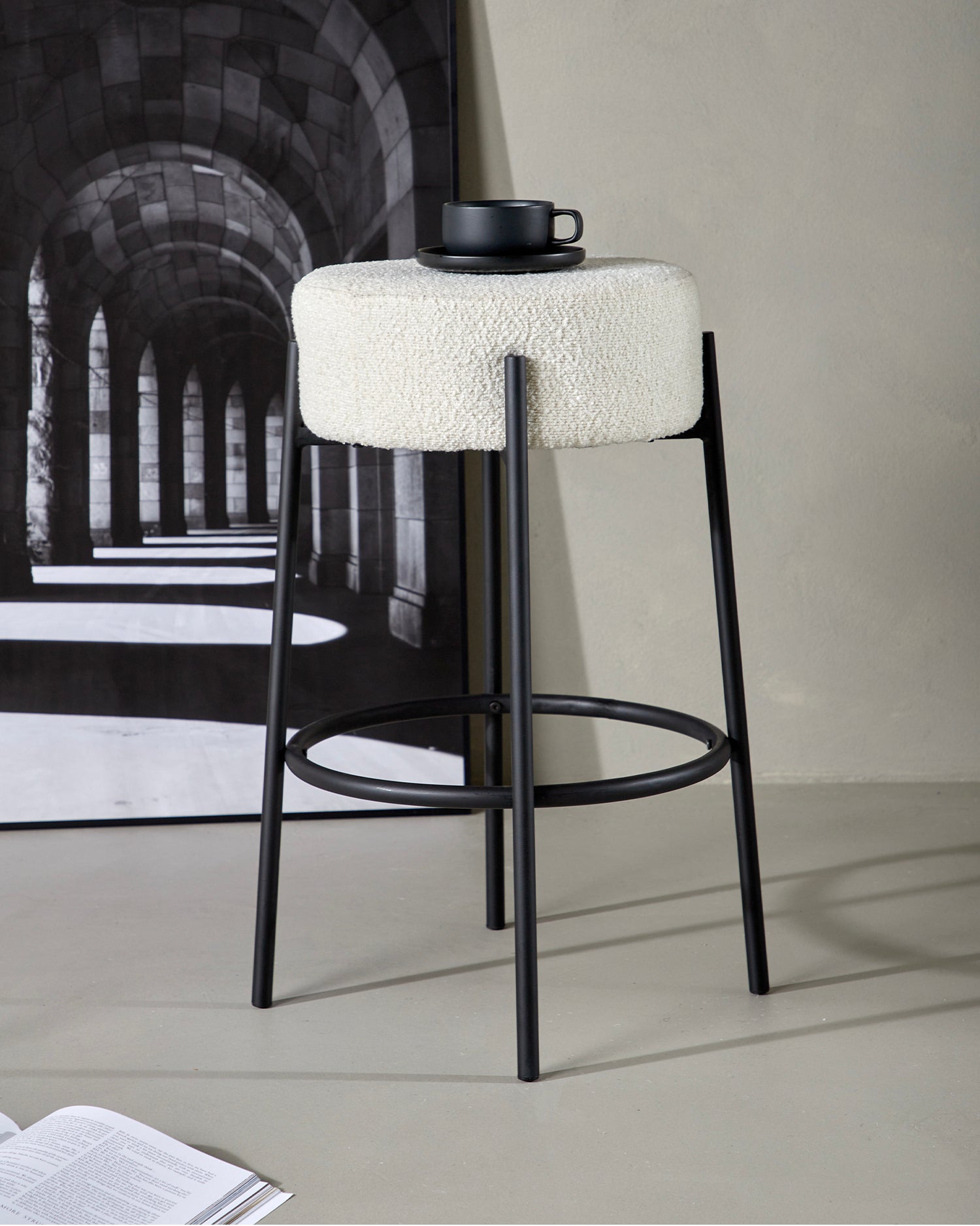 Set 2 sgabelli alti da cucina in bouclé Tucson