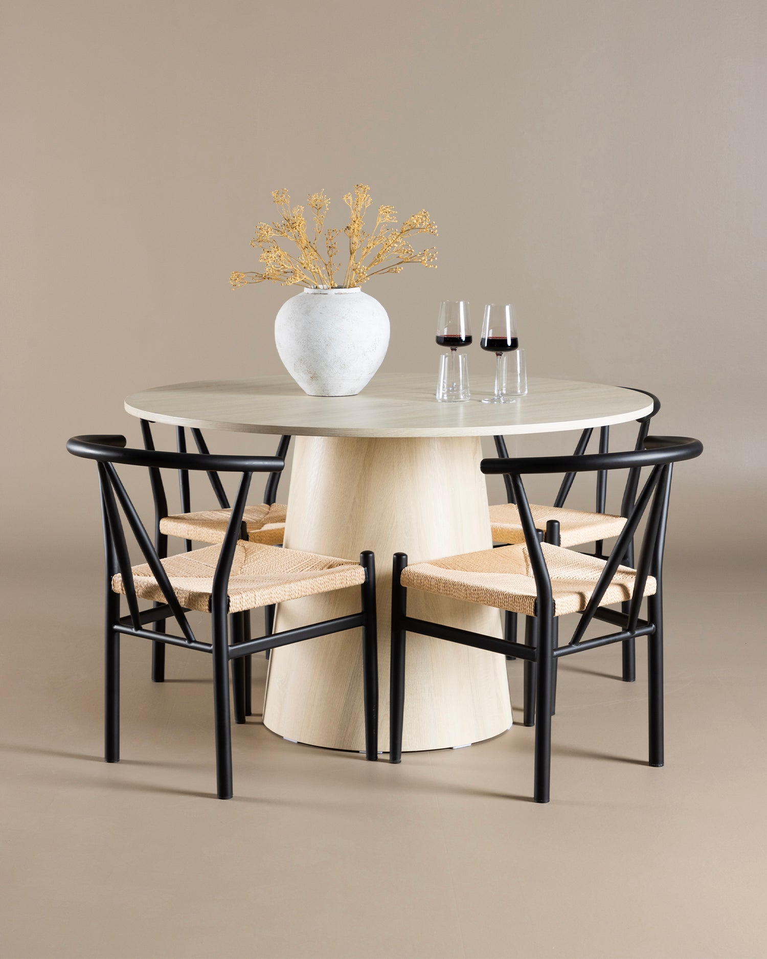 Tavolo da pranzo rotondo effetto legno Lanzo