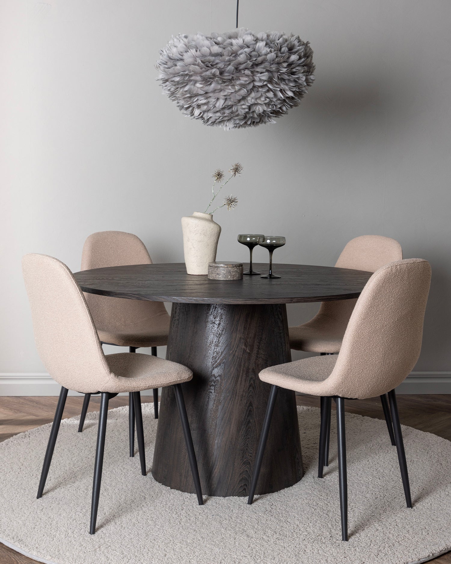 Tavolo da pranzo rotondo effetto legno Lanzo