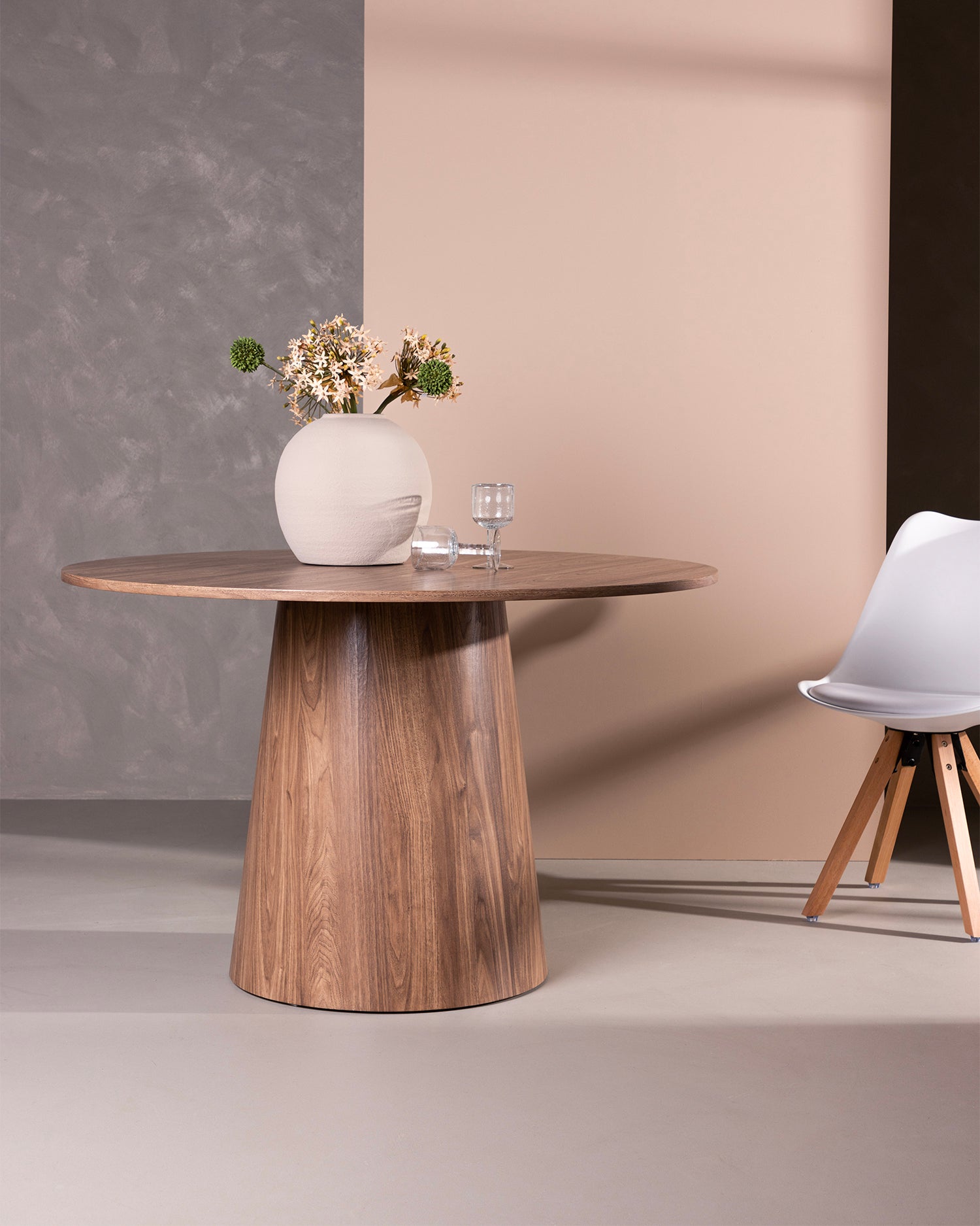 Tavolo da pranzo rotondo effetto legno Lanzo