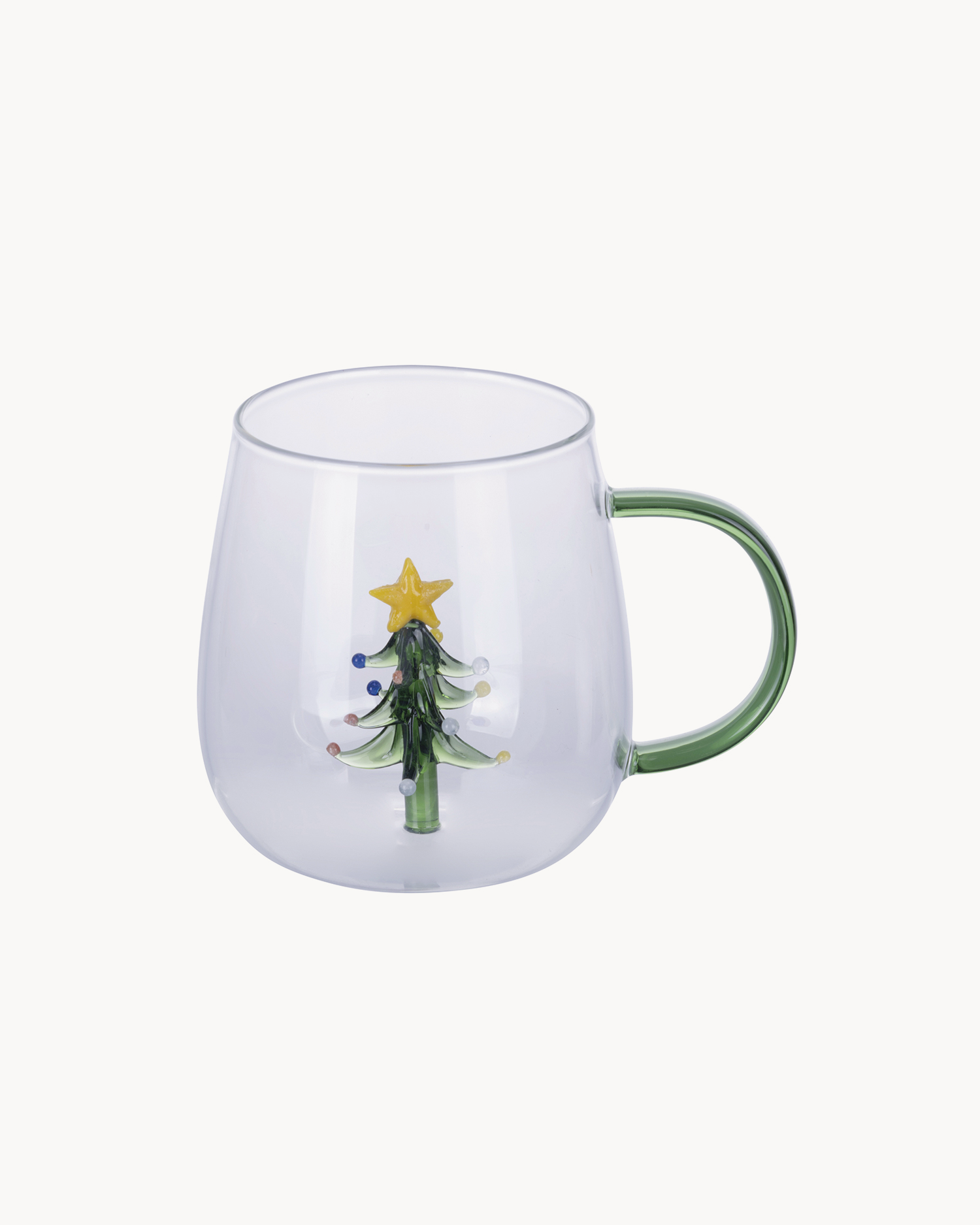 Set 4 mug natalizie in vetro borosilicato con decorazione Xmas