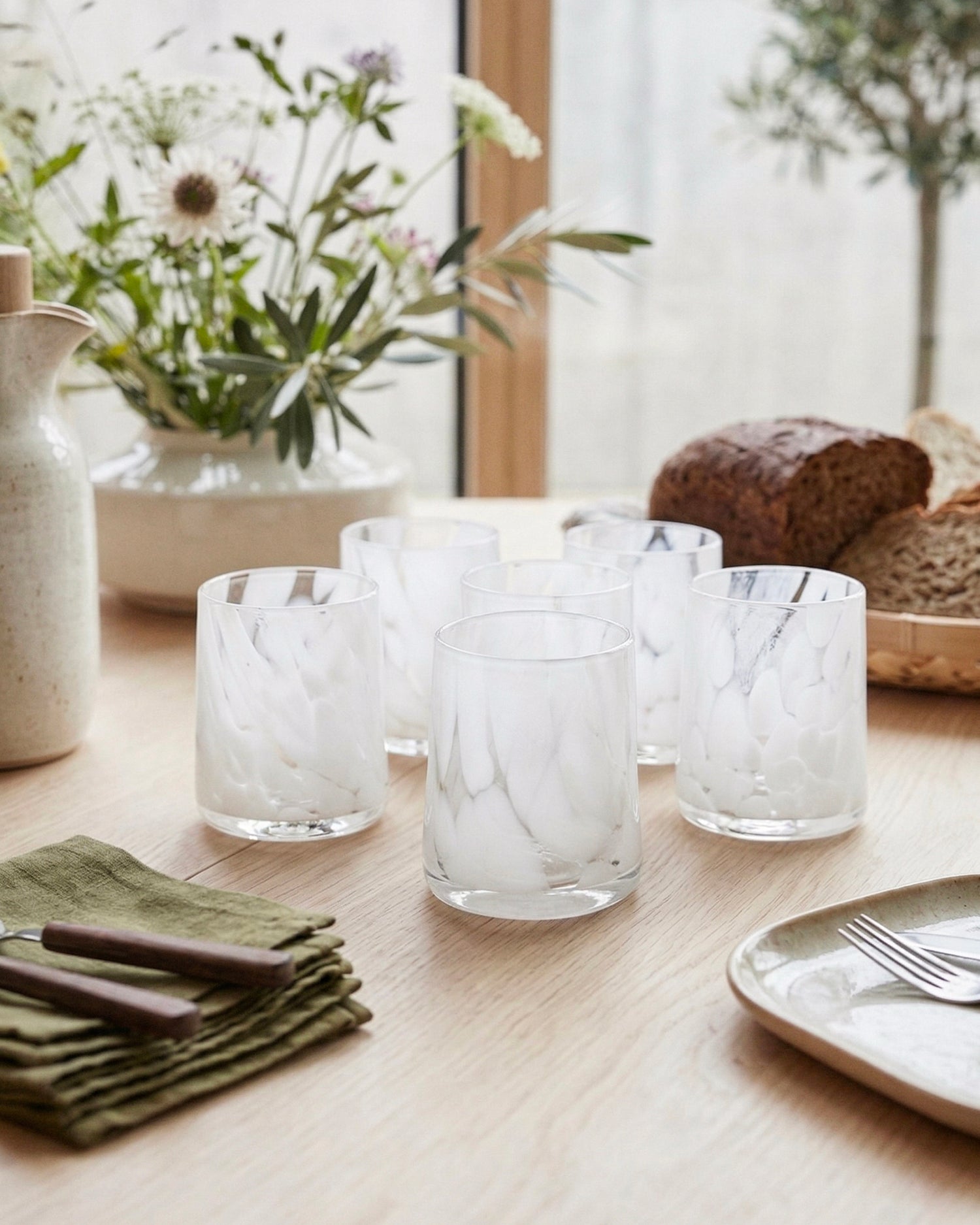 Set 6 bicchieri acqua in vetro decorato Thalia