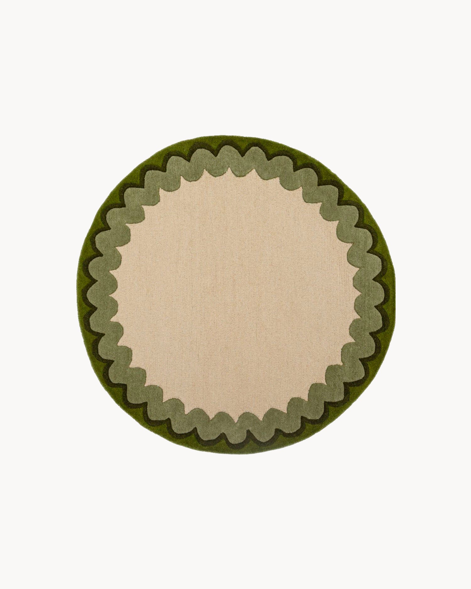 Tappeto rotondo in lana con bordo ondulato Wiggle