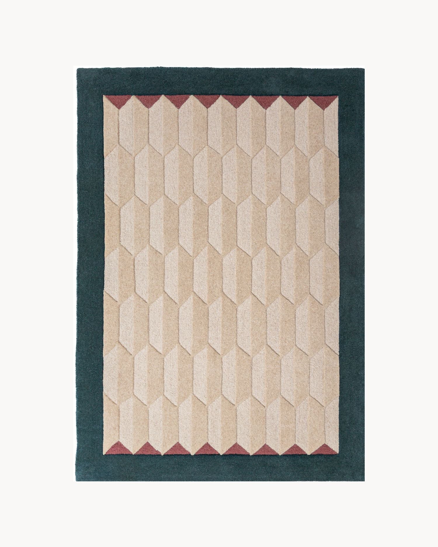 Tappeto in lana con bordo geometrico Apex