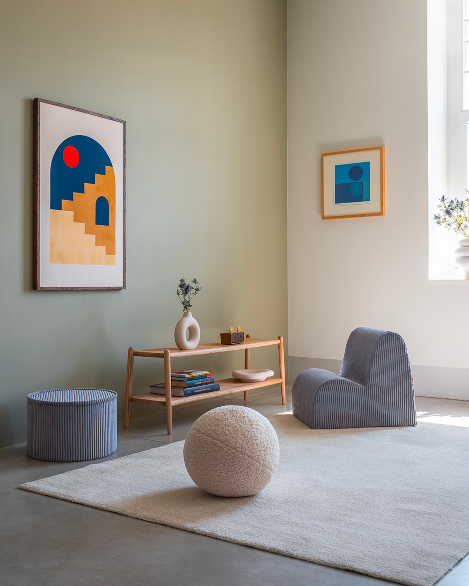 Pouf per bambini in velluto a coste