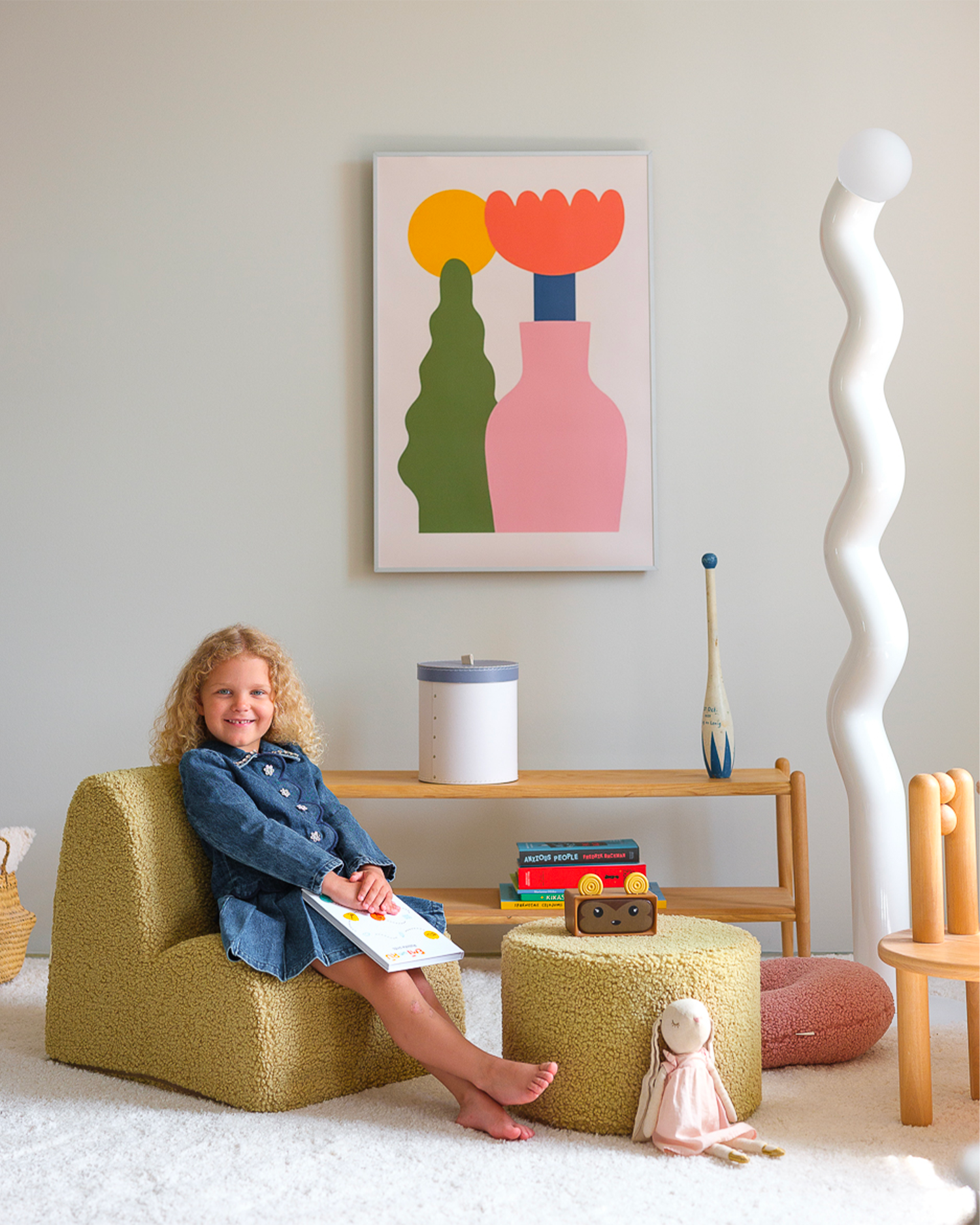 Sedia per bambini in teddy Cloud, matcha