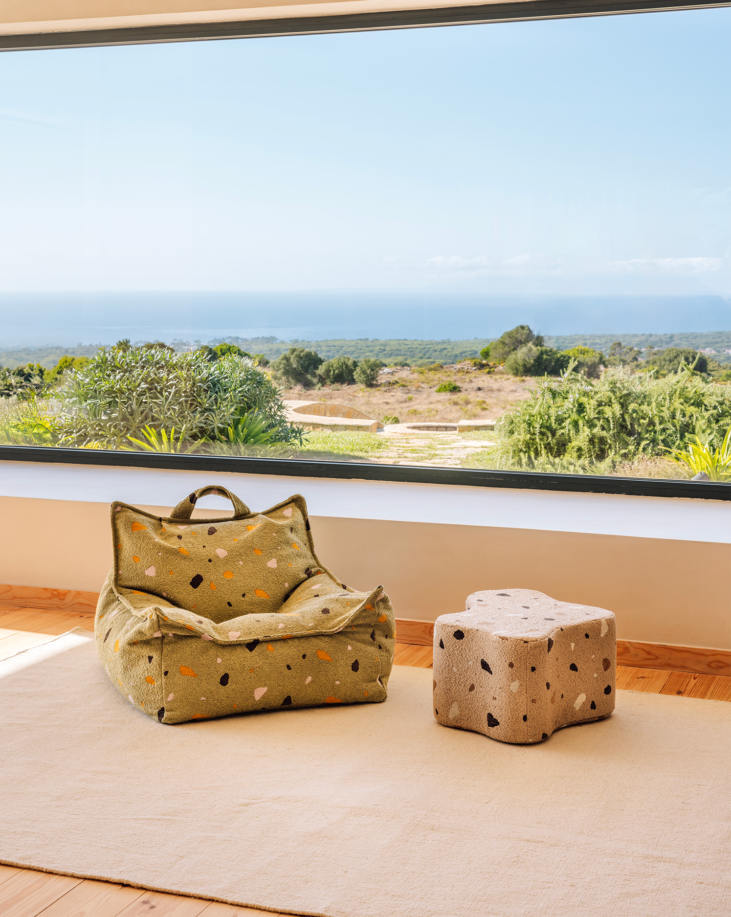 Pouf per bambini in teddy Beanbag Terrazzo