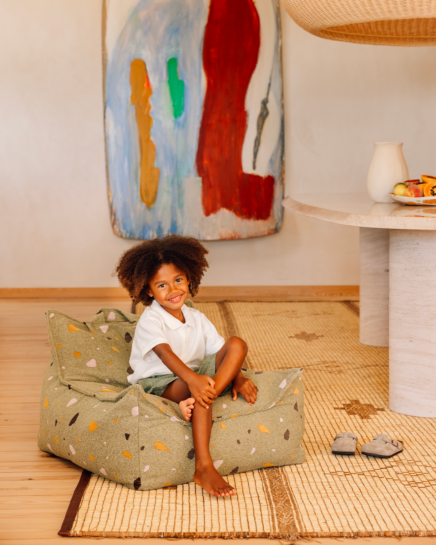 Pouf per bambini in teddy Beanbag Terrazzo