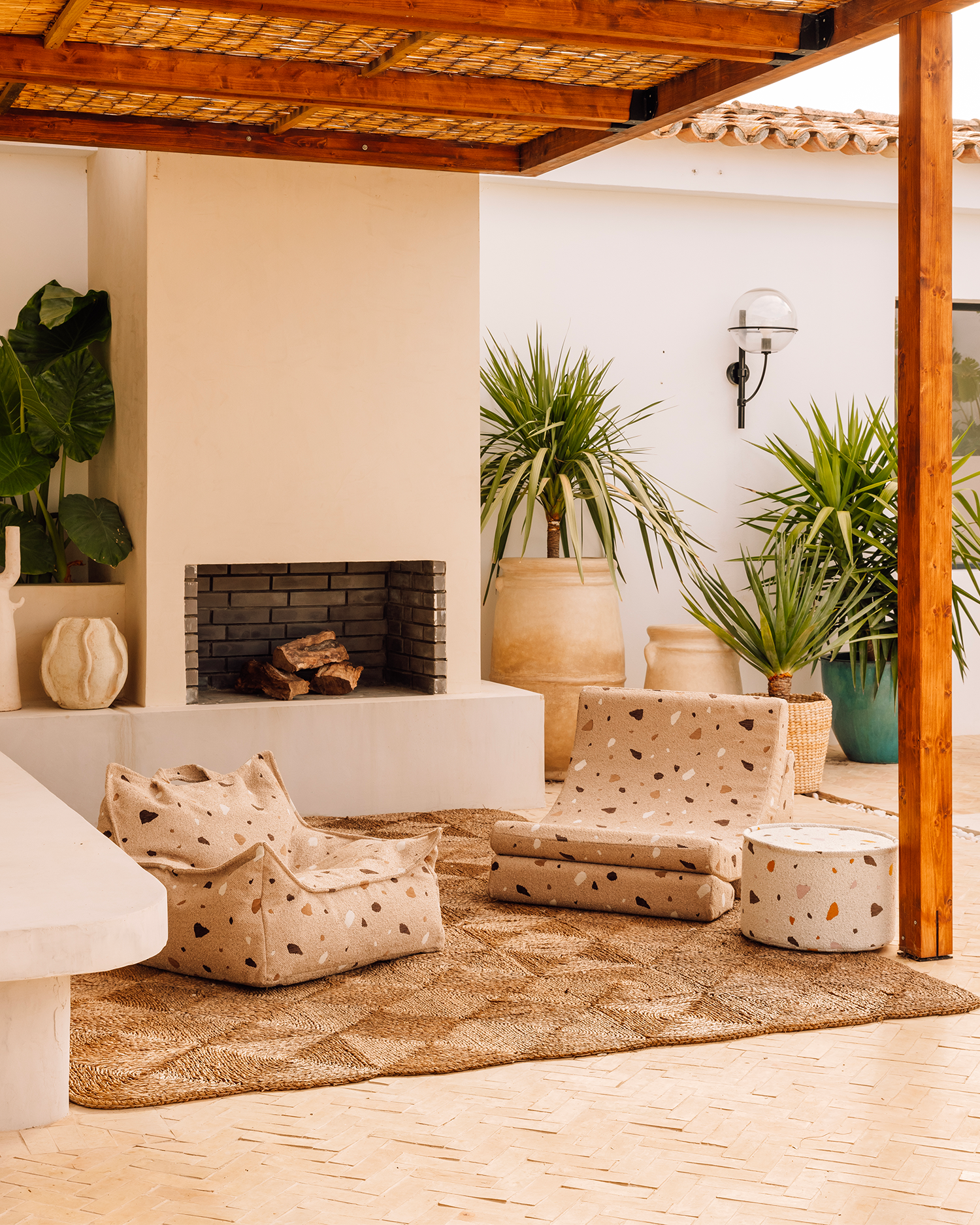 Pouf per bambini in teddy Beanbag Terrazzo