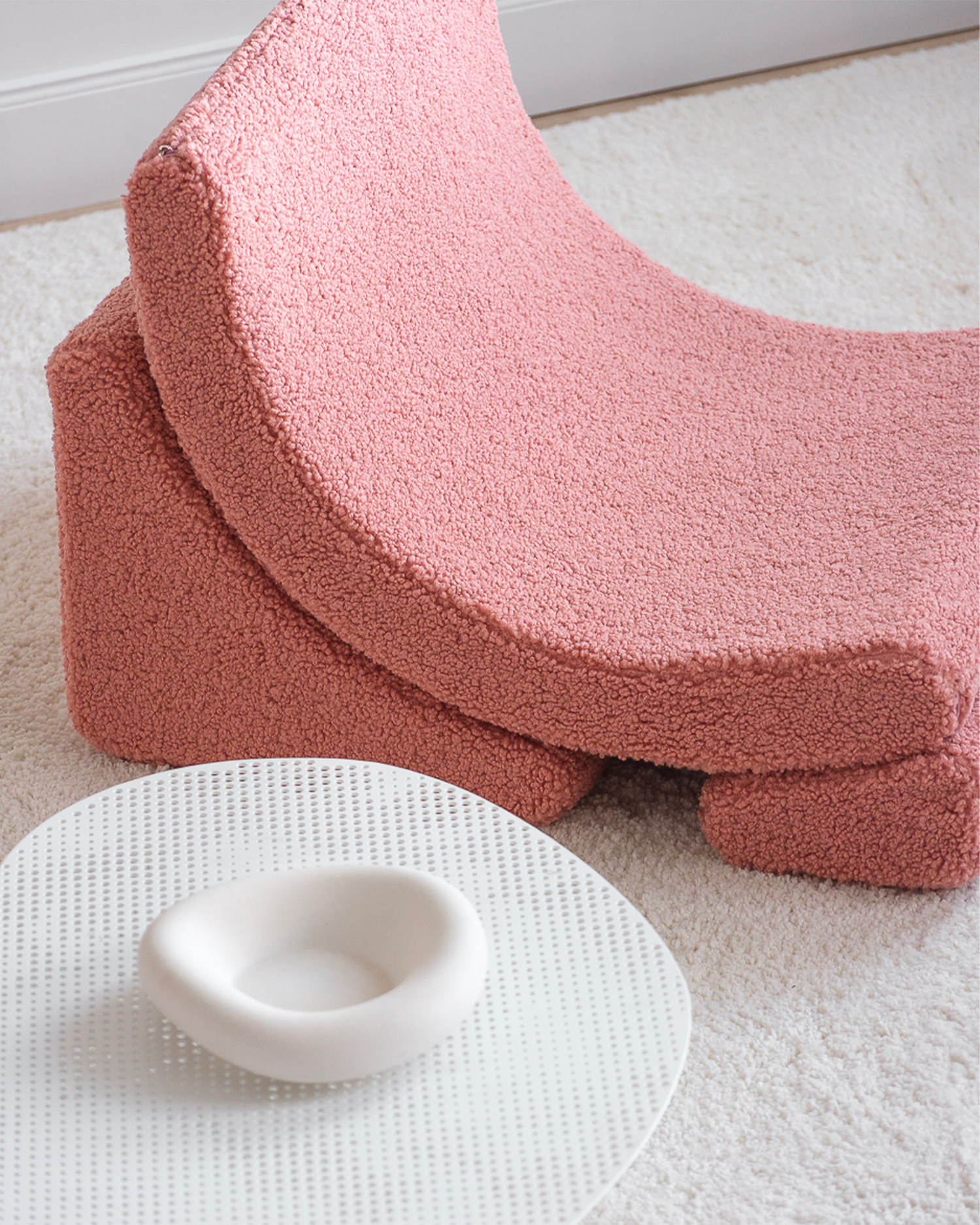 Poltrona per bambini in teddy Moon, rosa