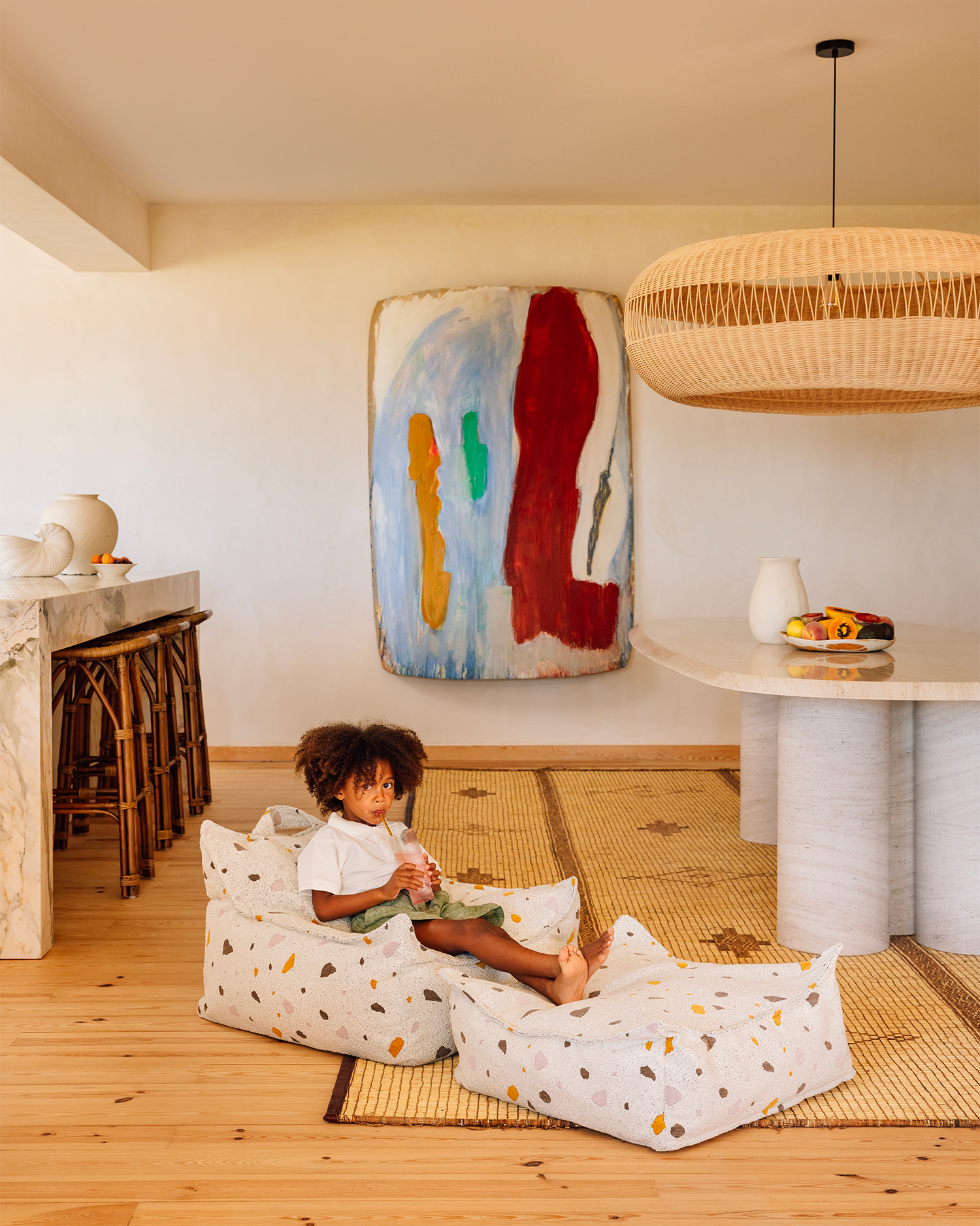 Pouf per bambini in teddy Beanbag Terrazzo