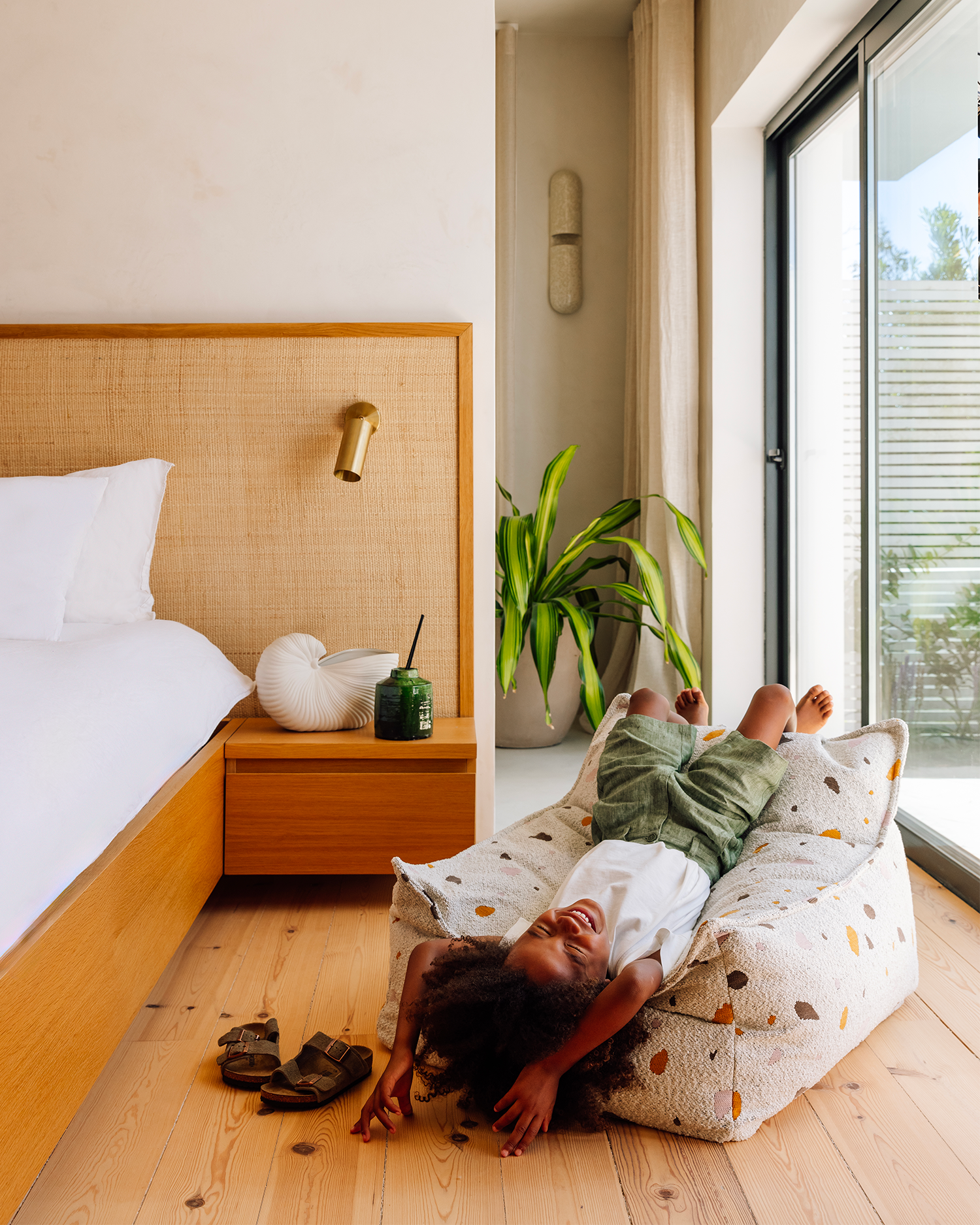 Pouf per bambini in teddy Beanbag Terrazzo