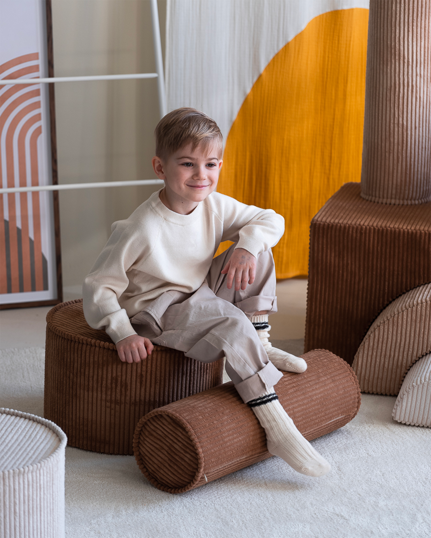 Pouf per bambini in velluto a coste