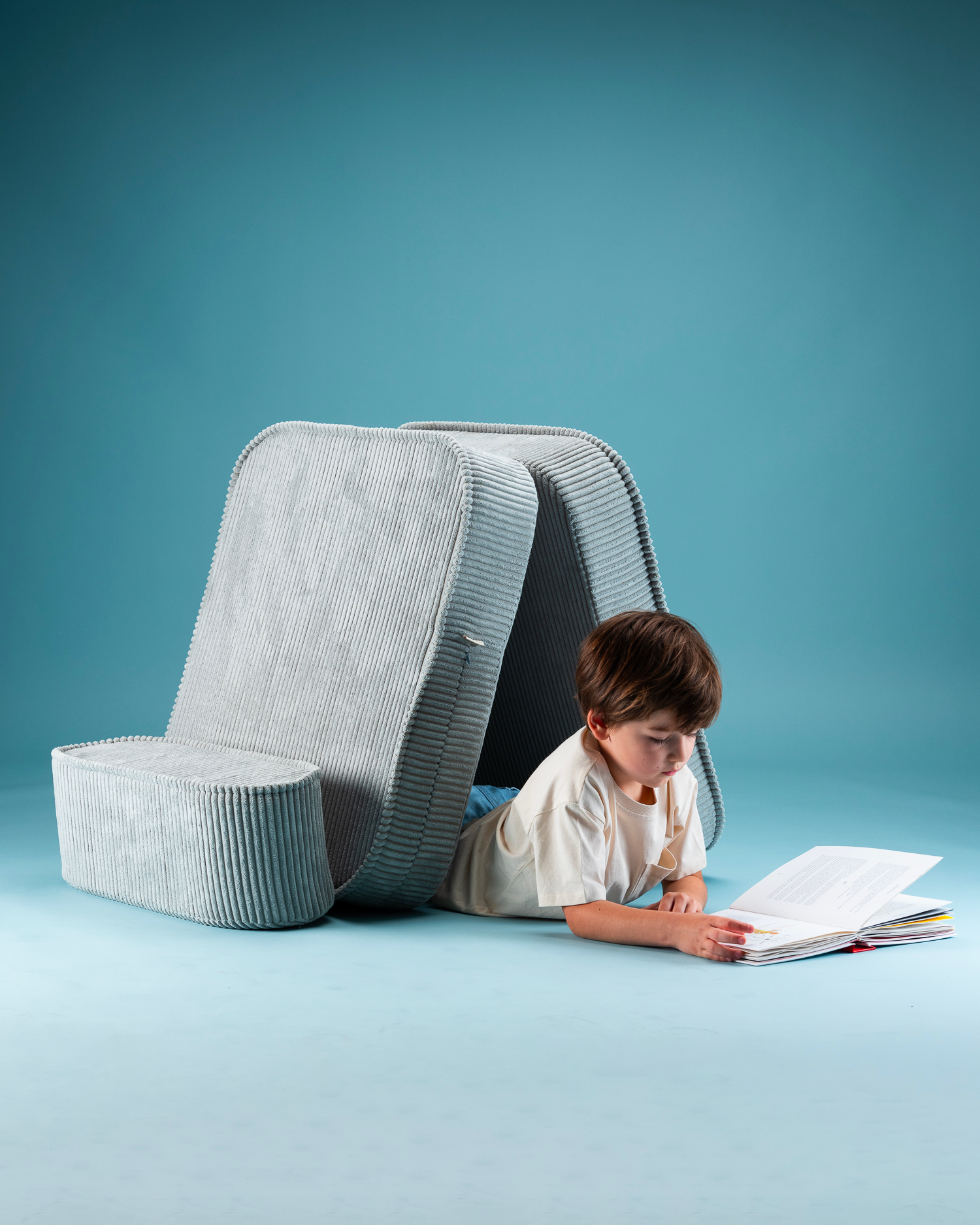 Poltrona per bambini in velluto a coste Flip, menta