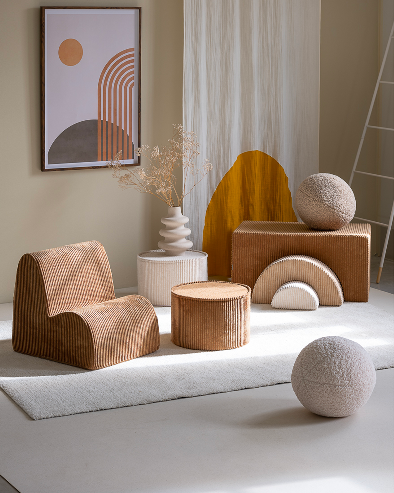 Sedia per bambini in velluto Cloud, marrone