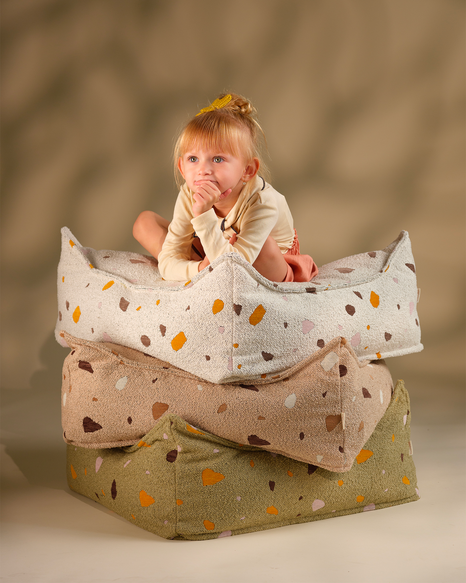 Pouf per bambini in teddy Beanbag Terrazzo