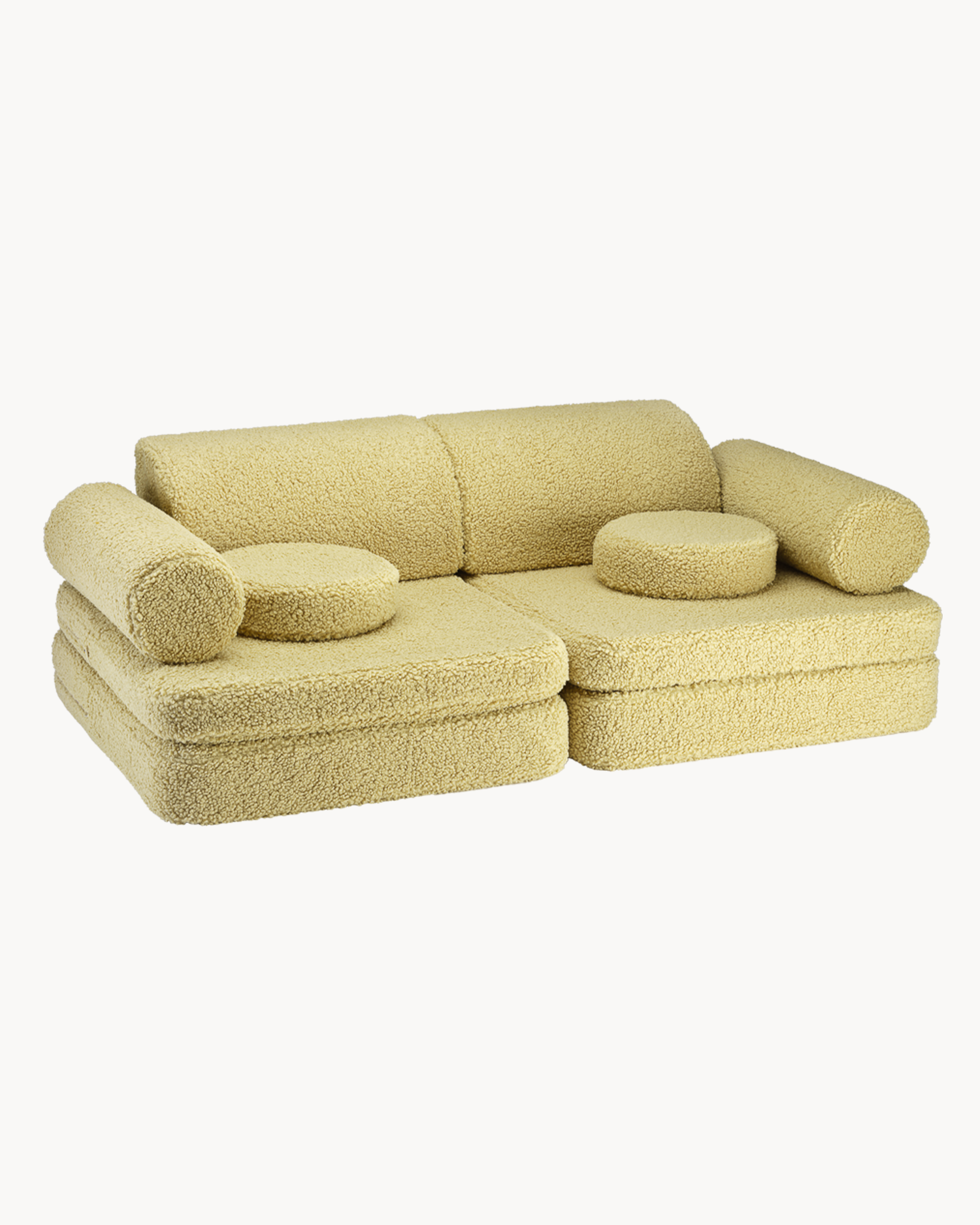 Divano modulare per bambini in teddy, matcha