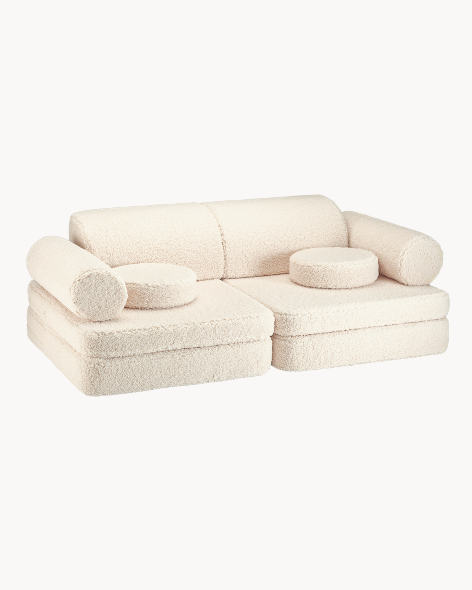 Divano modulare per bambini in teddy, bianco