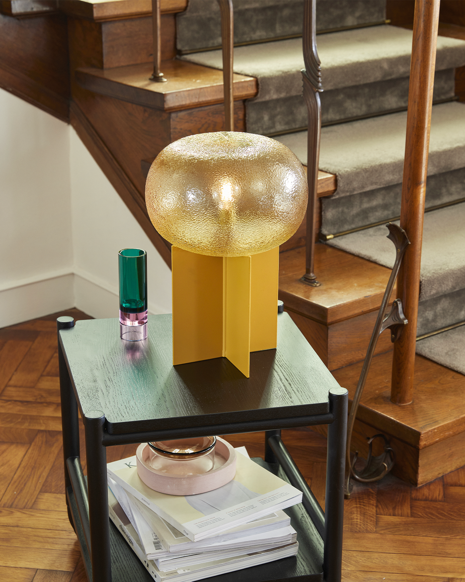 Lampada da tavolo in metallo e vetro Podium
