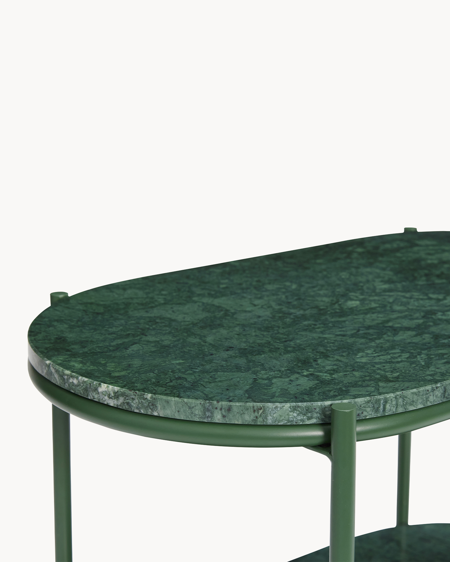Tavolino in metallo e marmo verde Nusa