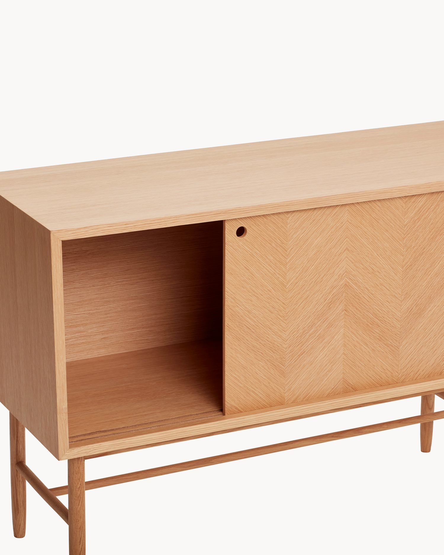 Credenza in legno di quercia con motivo spina di pesce Herringbone