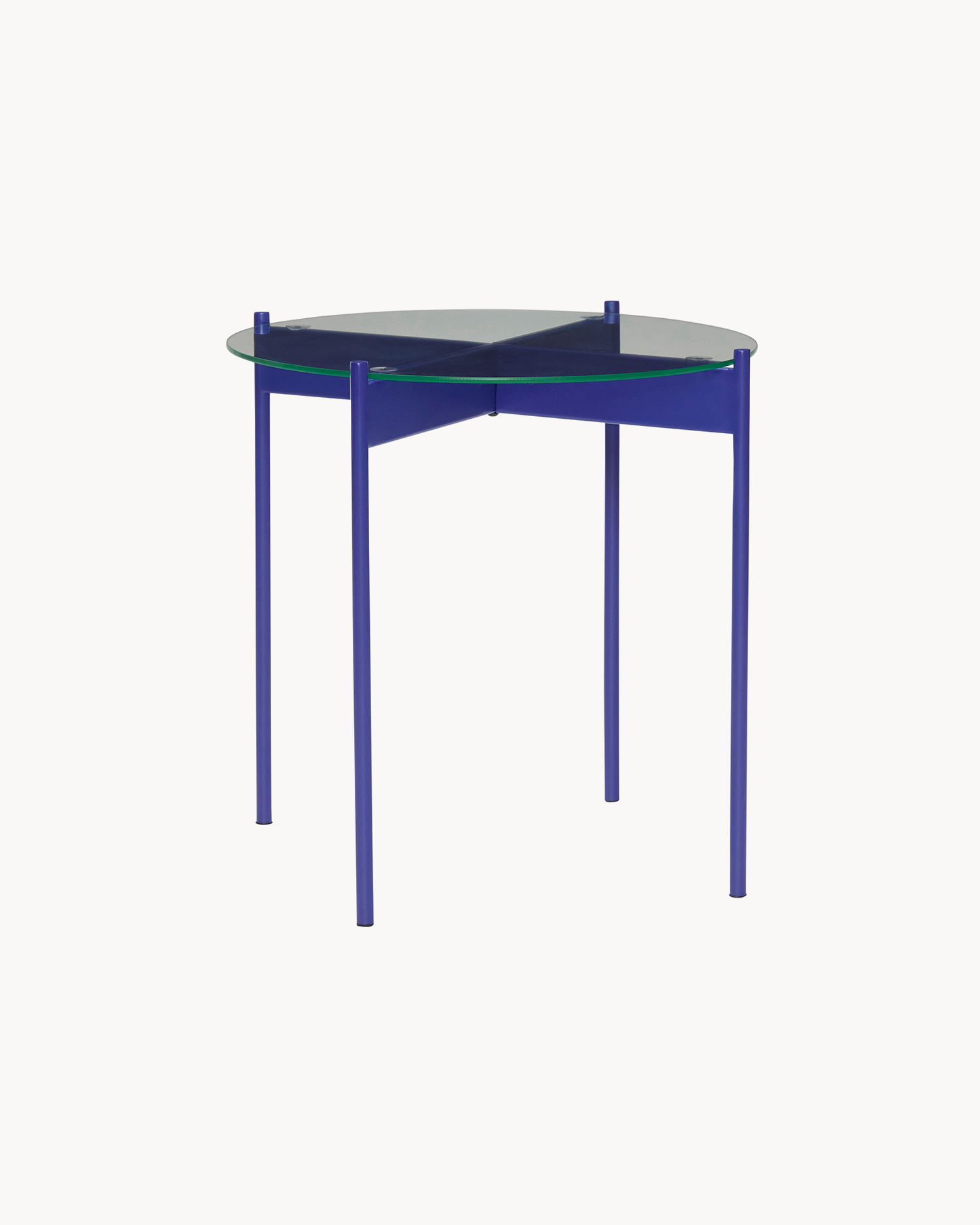 Tavolino in metallo e vetro Beam, blu