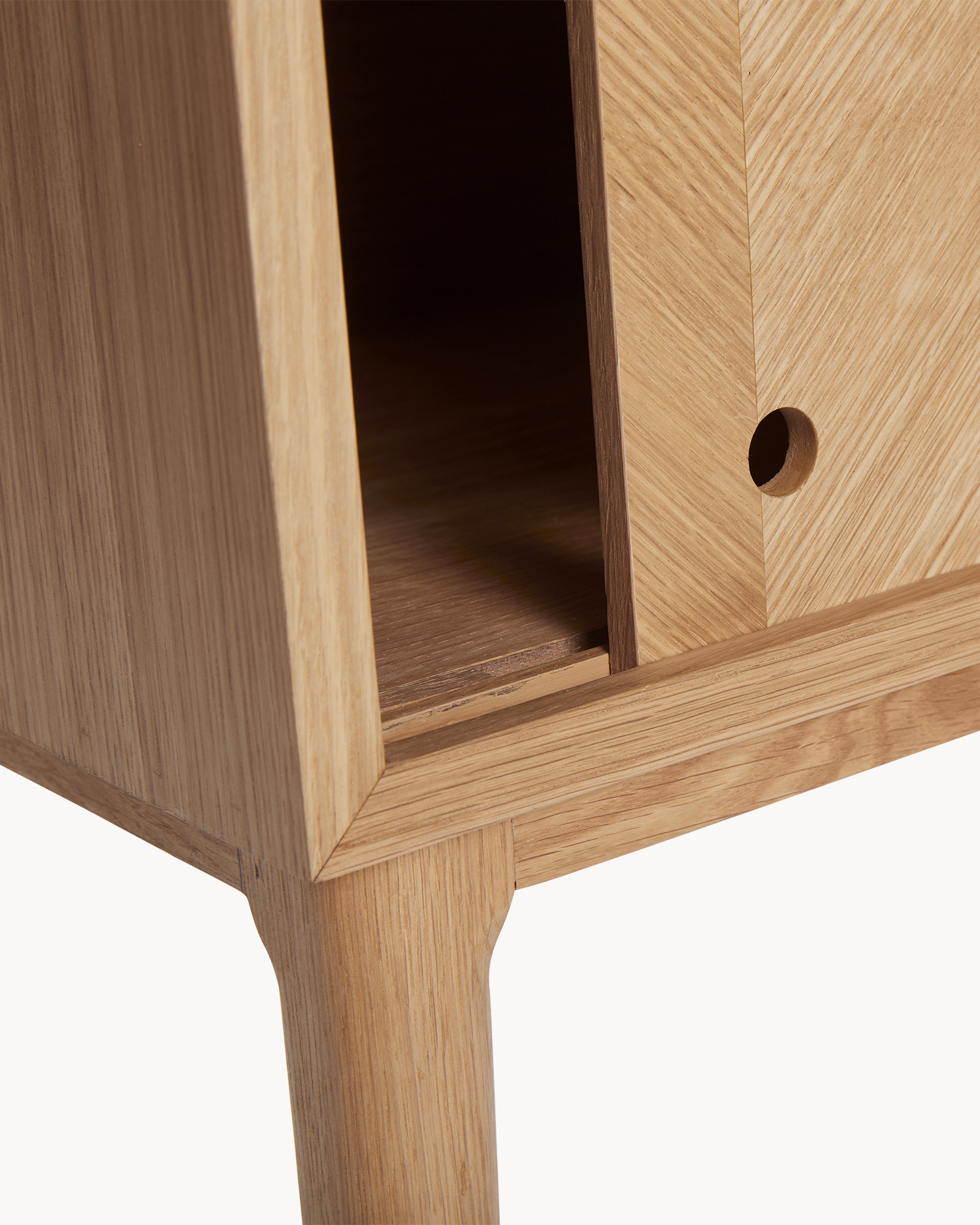 Consolle in legno di quercia con motivo a spina di pesce Herringbone