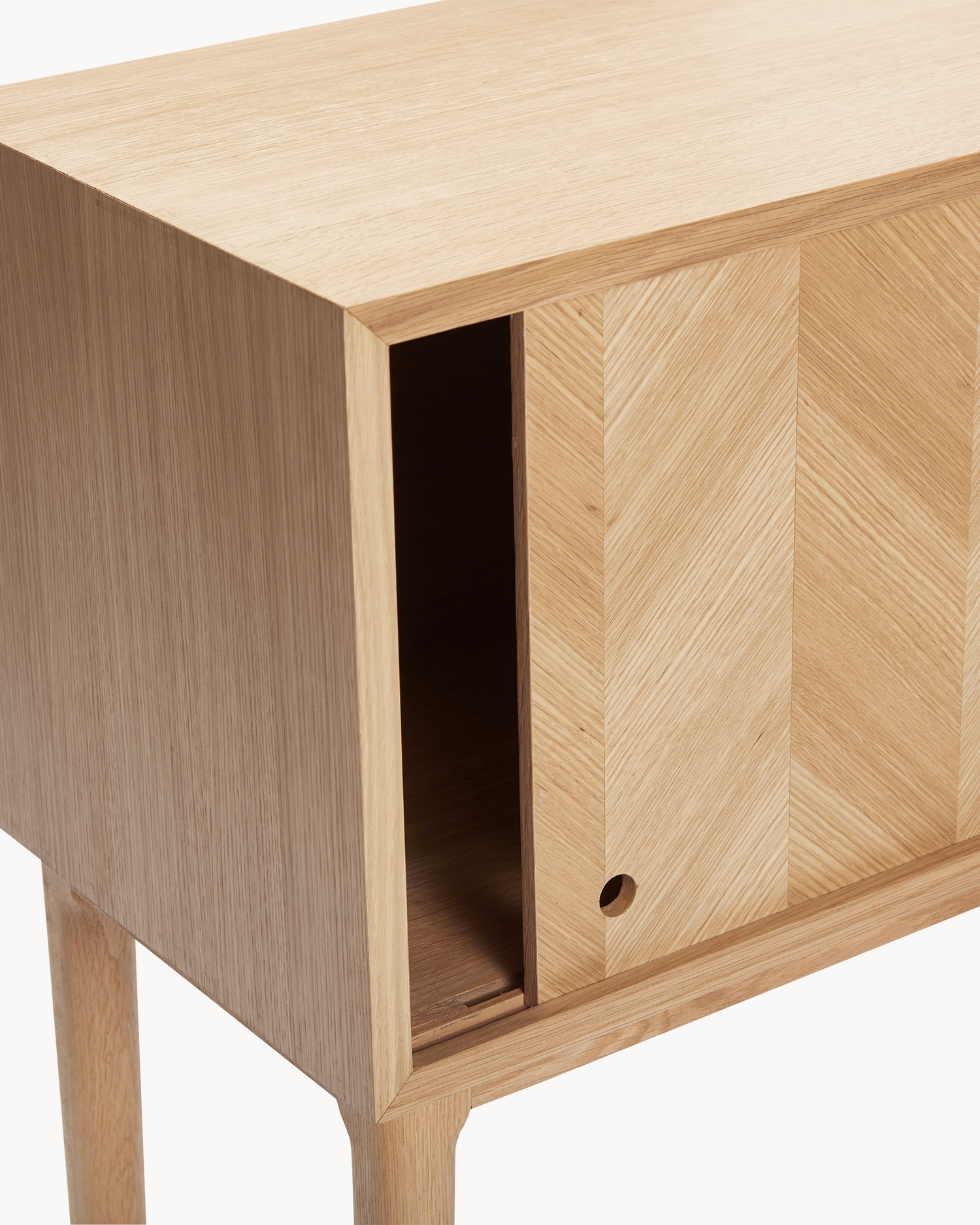 Consolle in legno di quercia con motivo a spina di pesce Herringbone