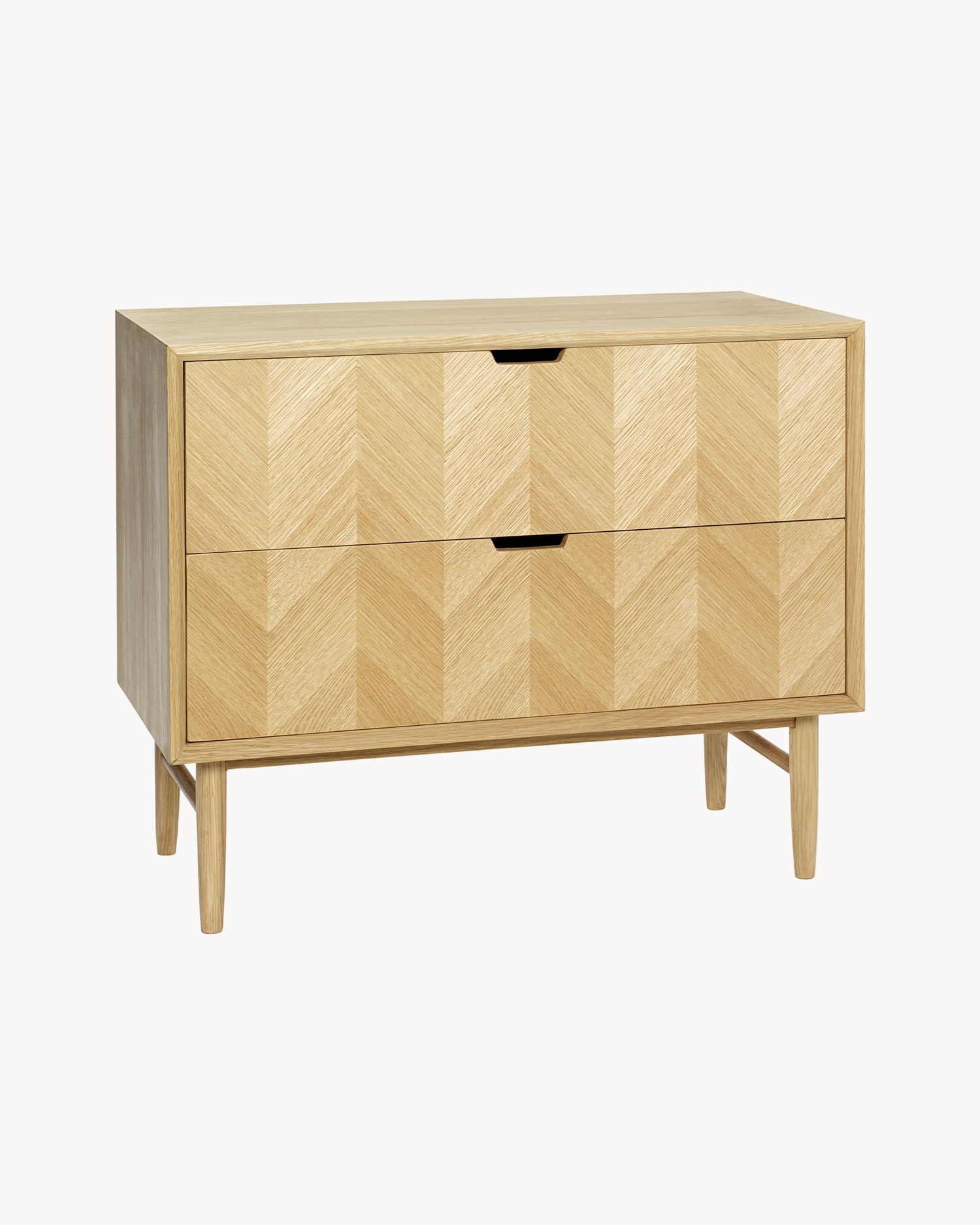 Cassettiera in legno di quercia con motivo a spina di pesce Herringbone