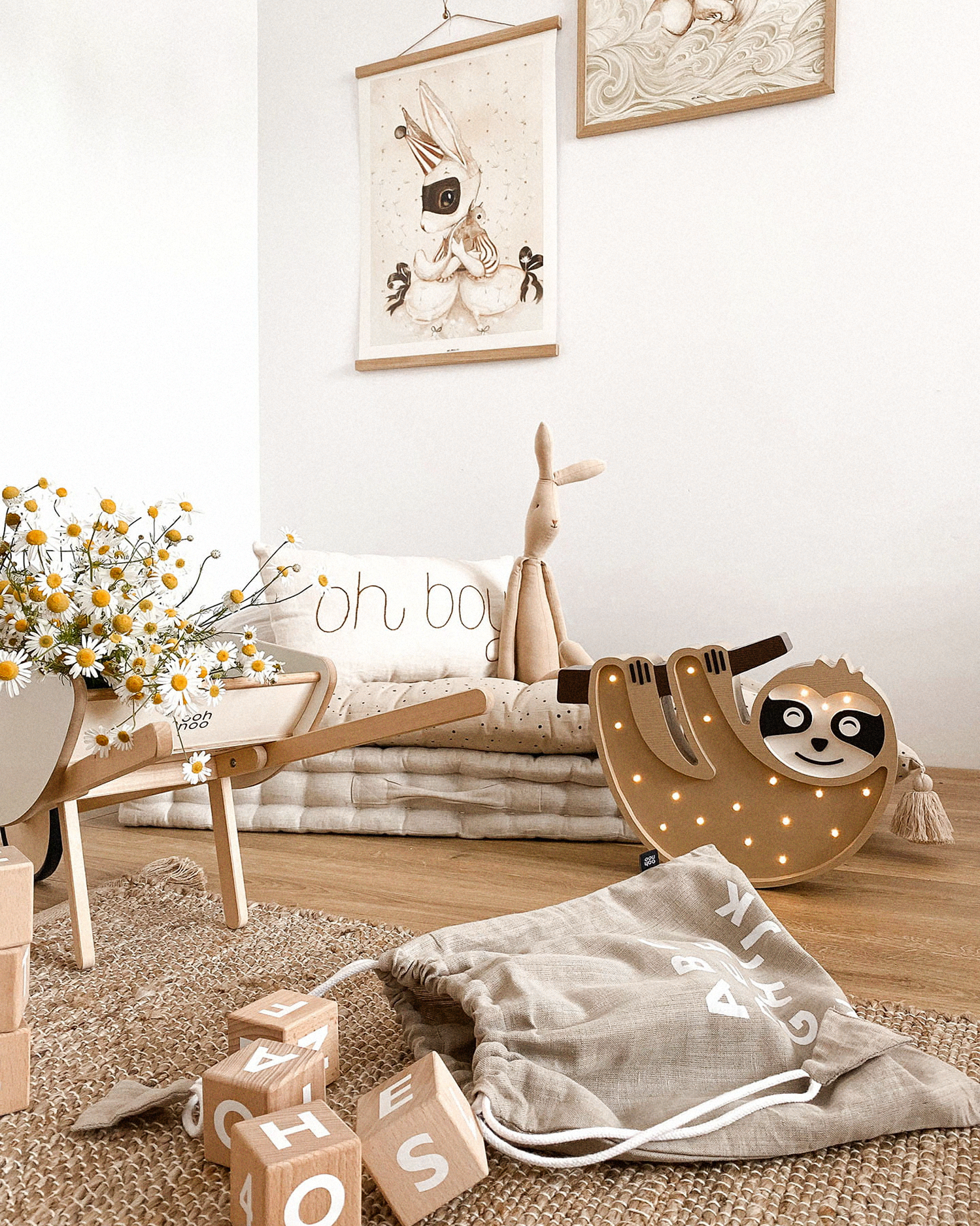 Lampada portatile in legno Sloth