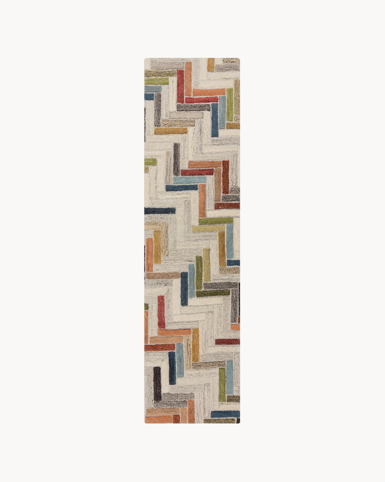 Runner moderno geometrico in lana Russo
