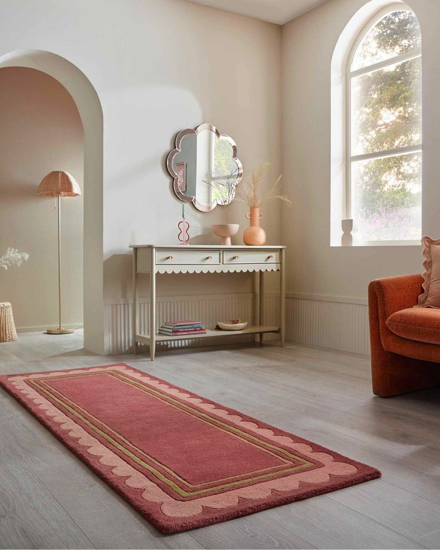 Runner in lana con bordo smerlato Lois