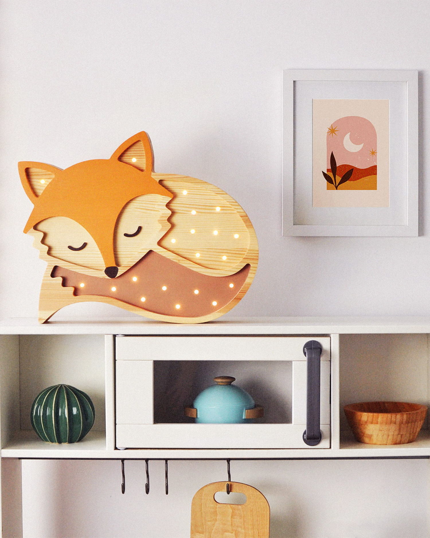 Lampada portatile in legno Fox