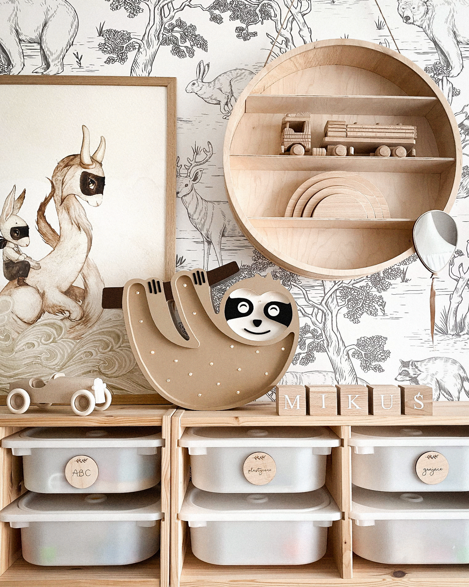 Lampada portatile in legno Sloth