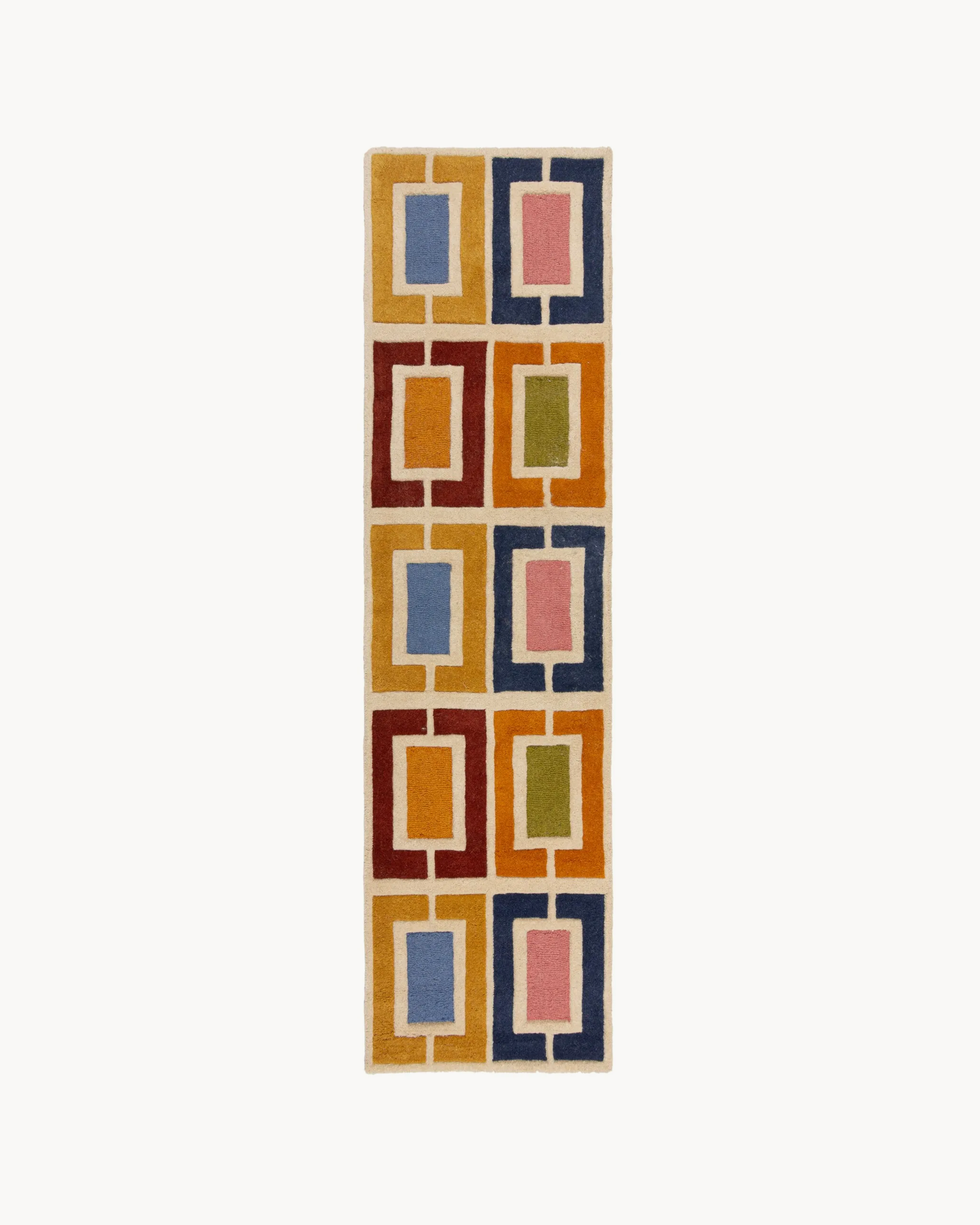 Runner in lana Retro Blocks, multicolore