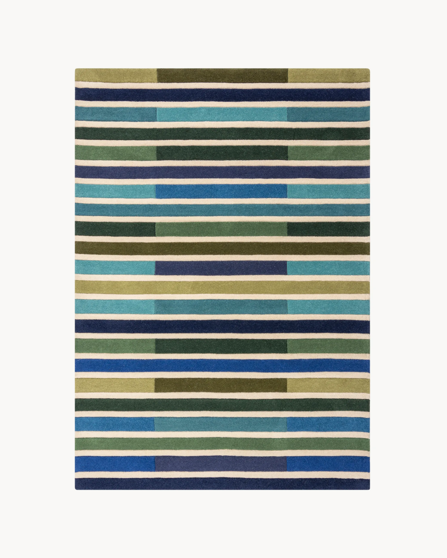 Tappeto moderno a righe in lana Piano, multicolore verde