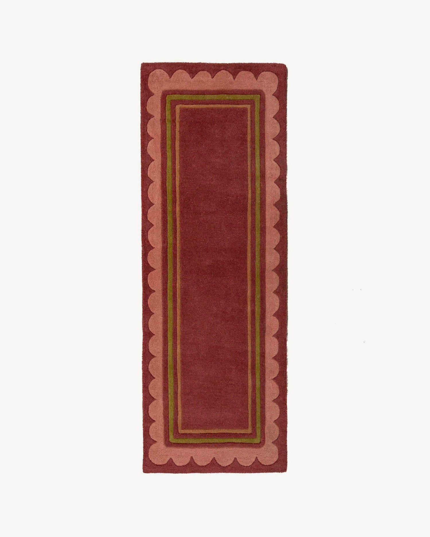 Runner in lana con bordo smerlato Lois